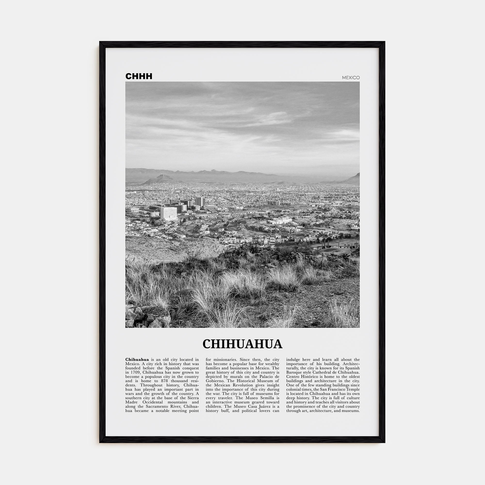 Chihuahua Travel B&W Poster