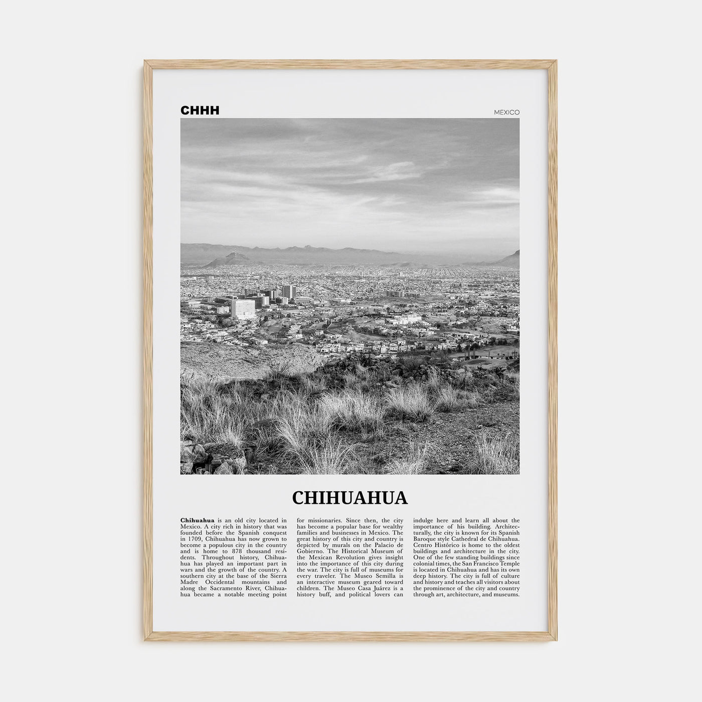 Chihuahua Travel B&W Poster