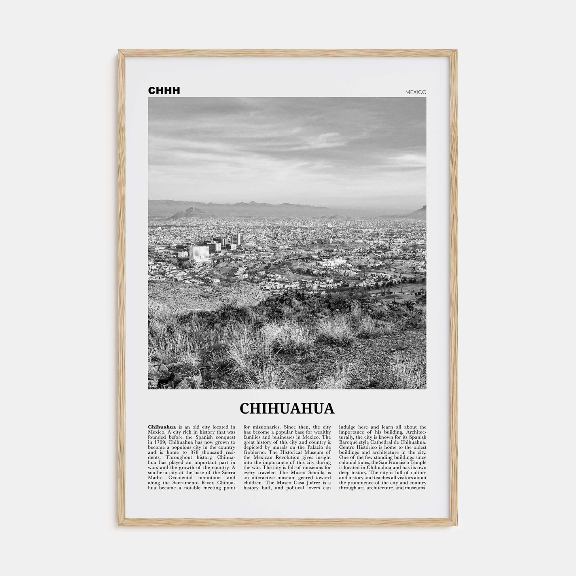 Chihuahua Travel B&W Poster