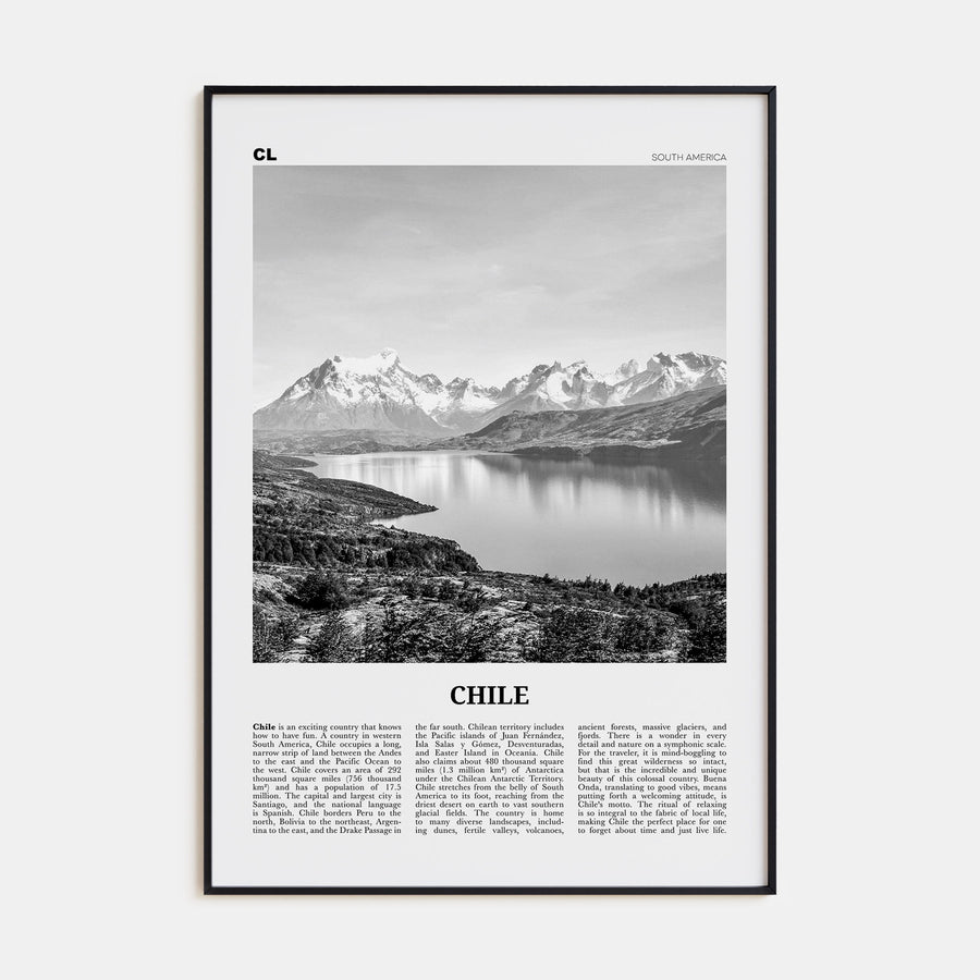 Chile Travel B&W No 1 Poster