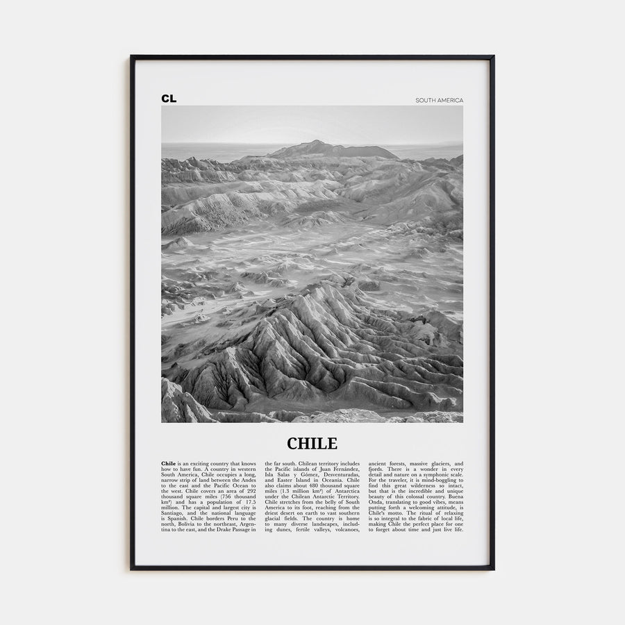 Chile Travel B&W No 2 Poster