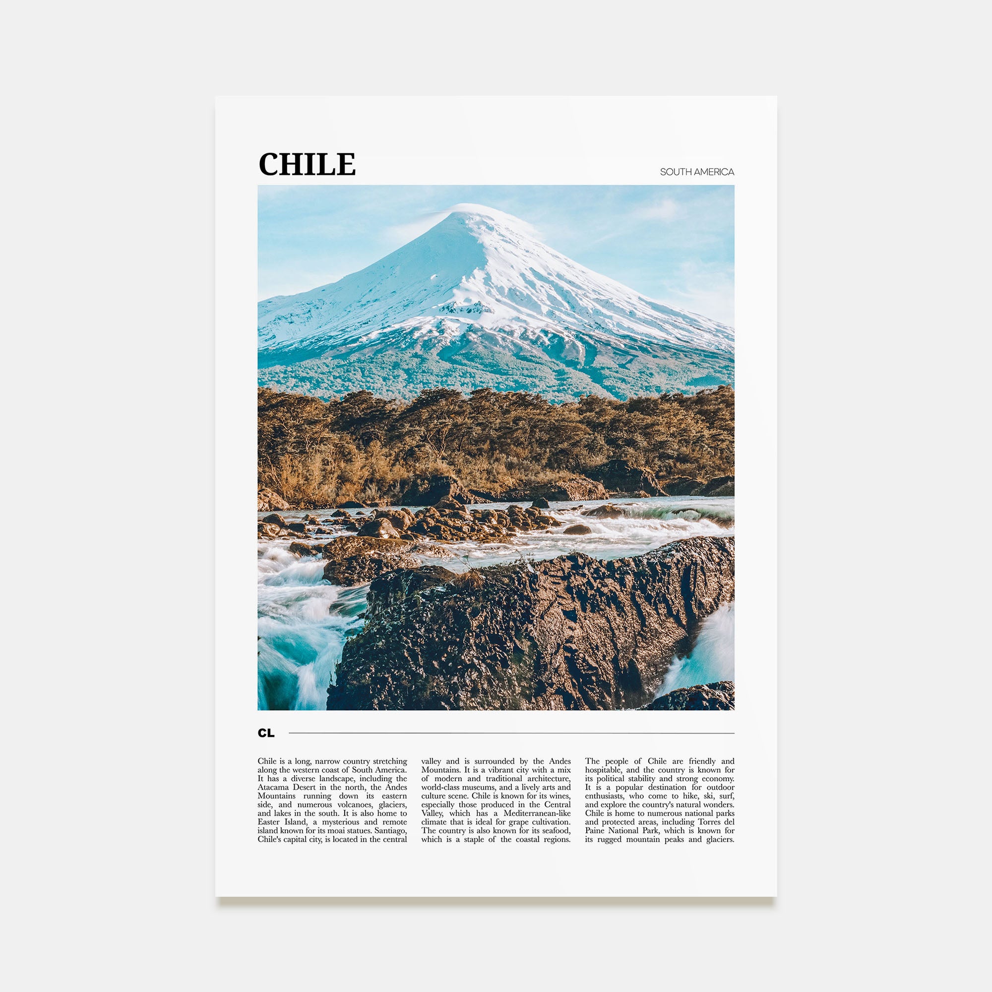 Chile Travel Color Poster