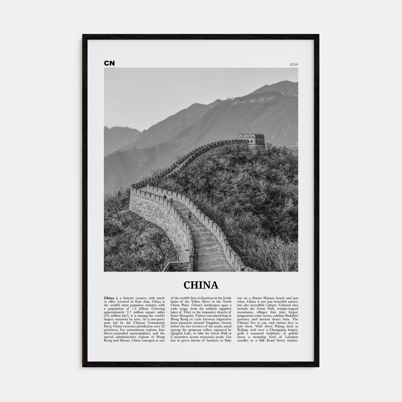 China Travel B&W No 1 Poster