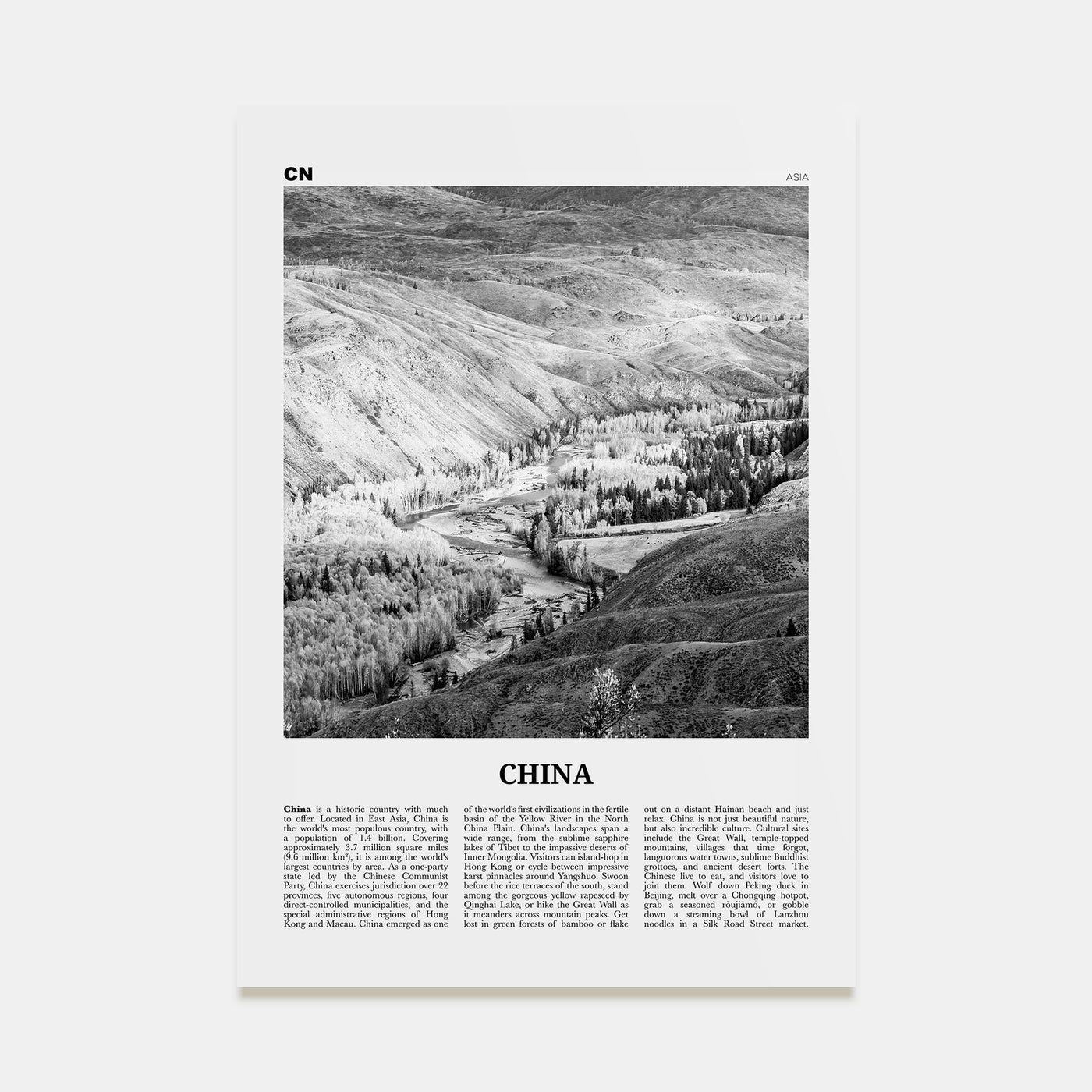 China Travel B&W No 2 Poster