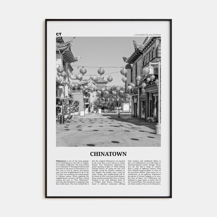 Chinatown, Los Angeles Travel B&W Poster
