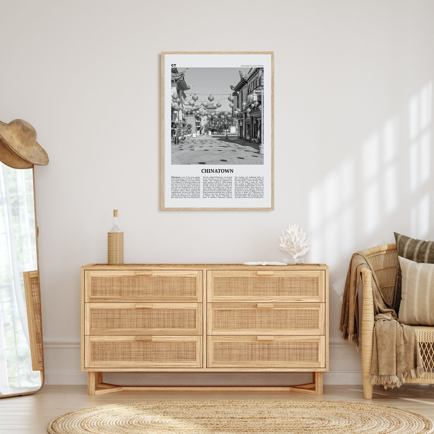 Chinatown, Los Angeles Travel B&W Poster