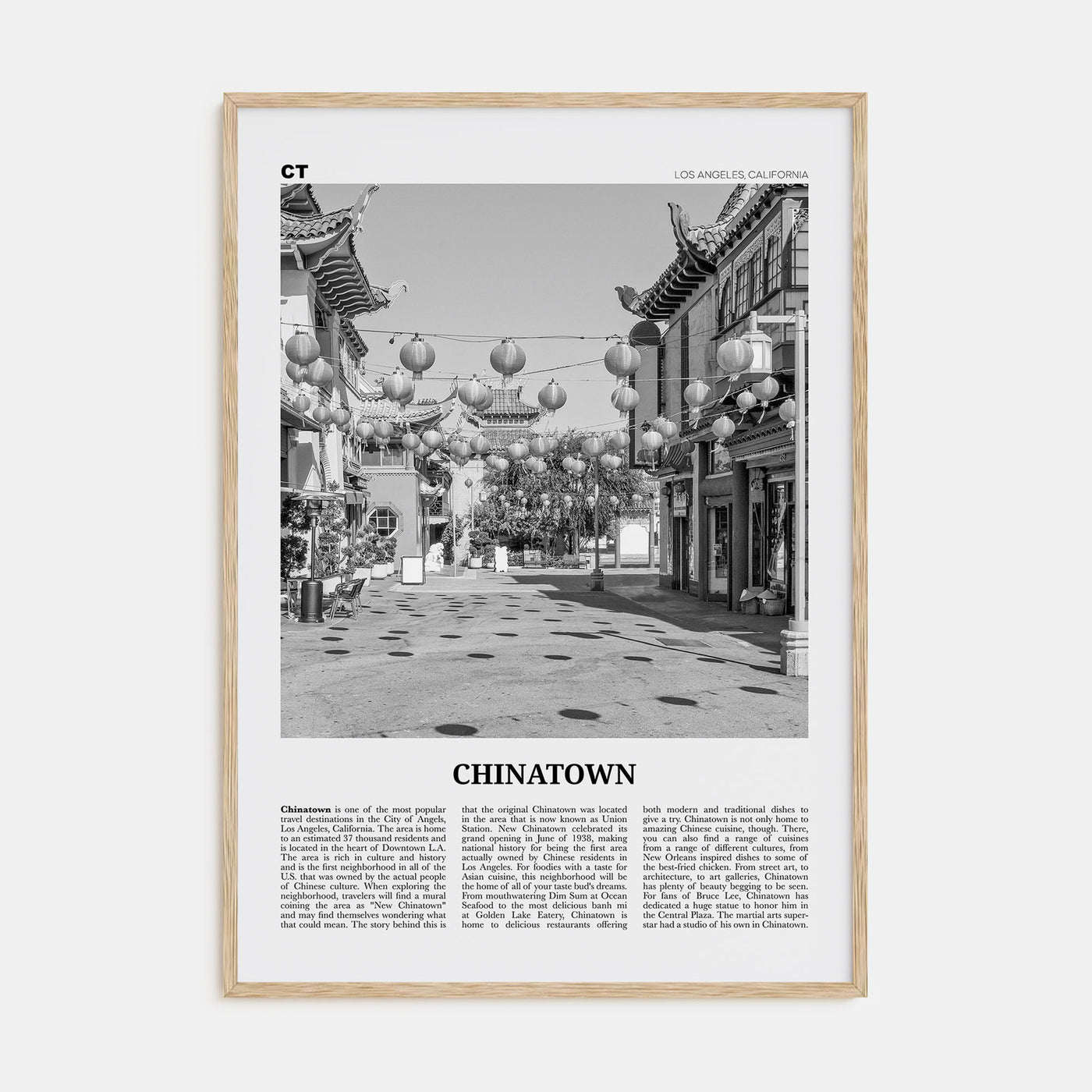 Chinatown, Los Angeles Travel B&W Poster