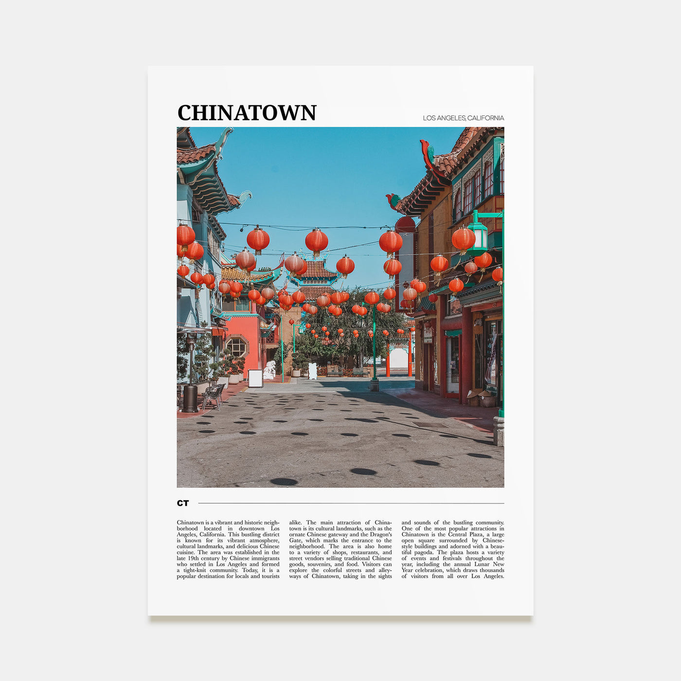 Chinatown, Los Angeles Travel Color Poster