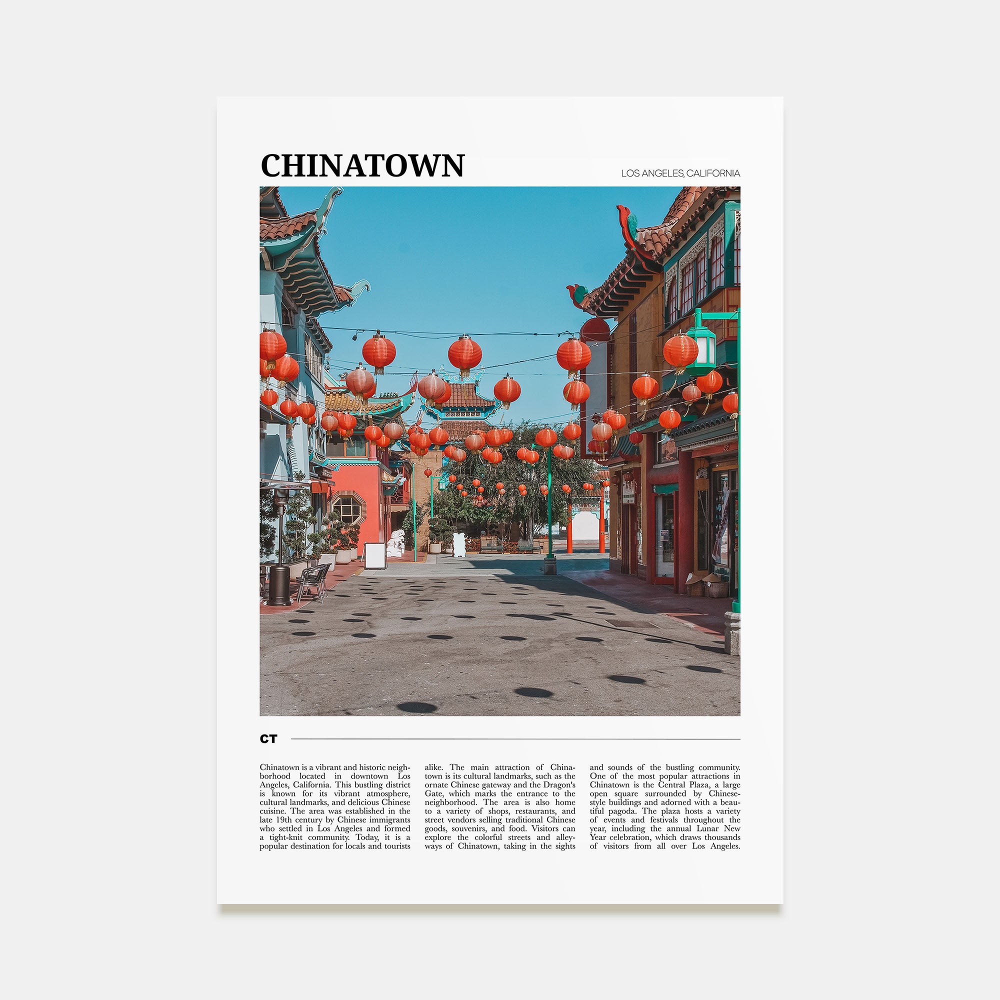 Chinatown, Los Angeles Travel Color Poster