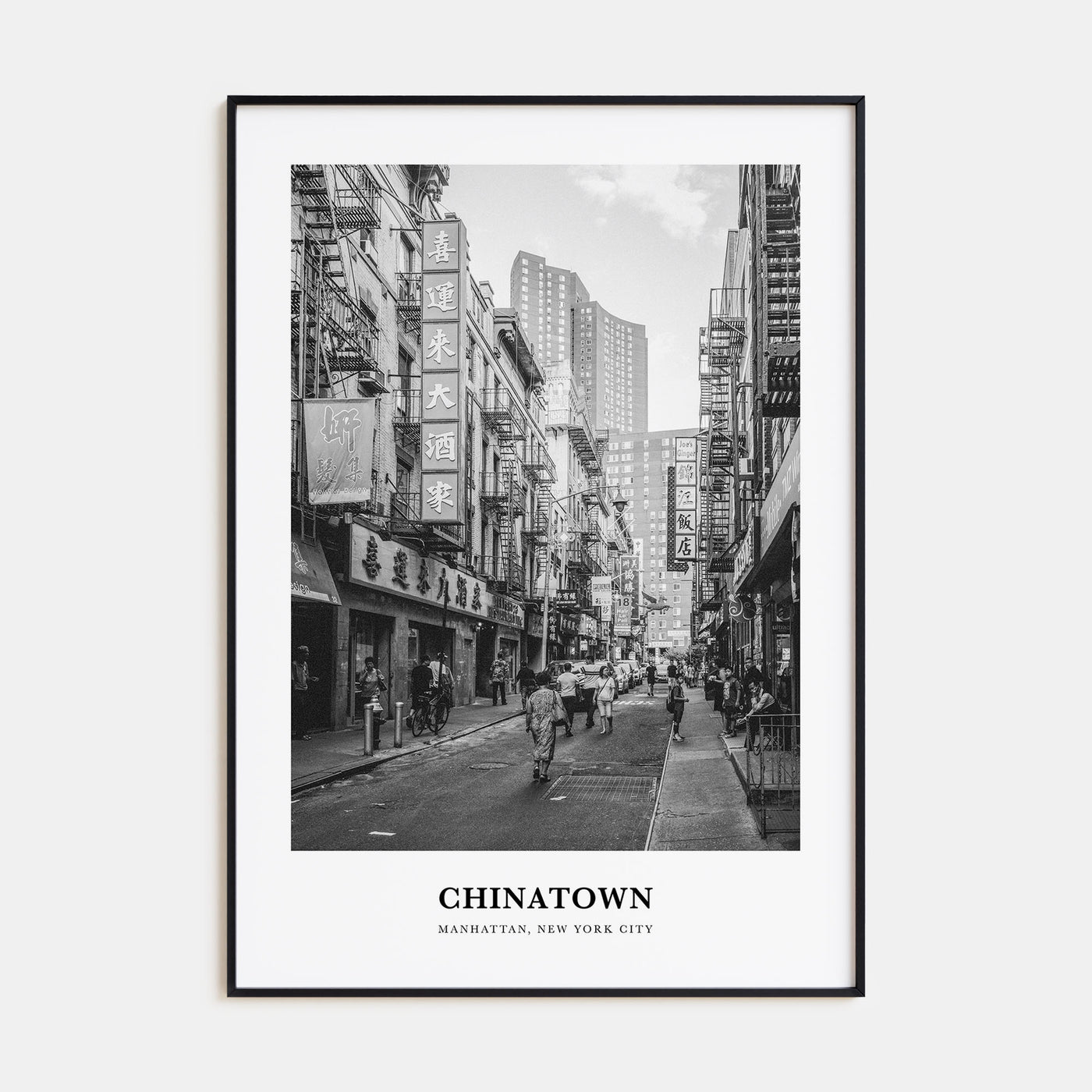 Chinatown, New York City Portrait B&W Poster