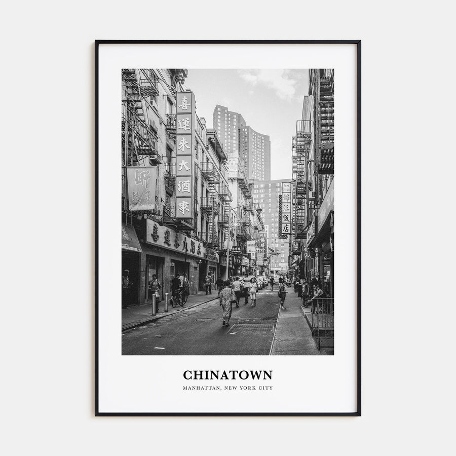 Chinatown, New York City Portrait B&W Poster
