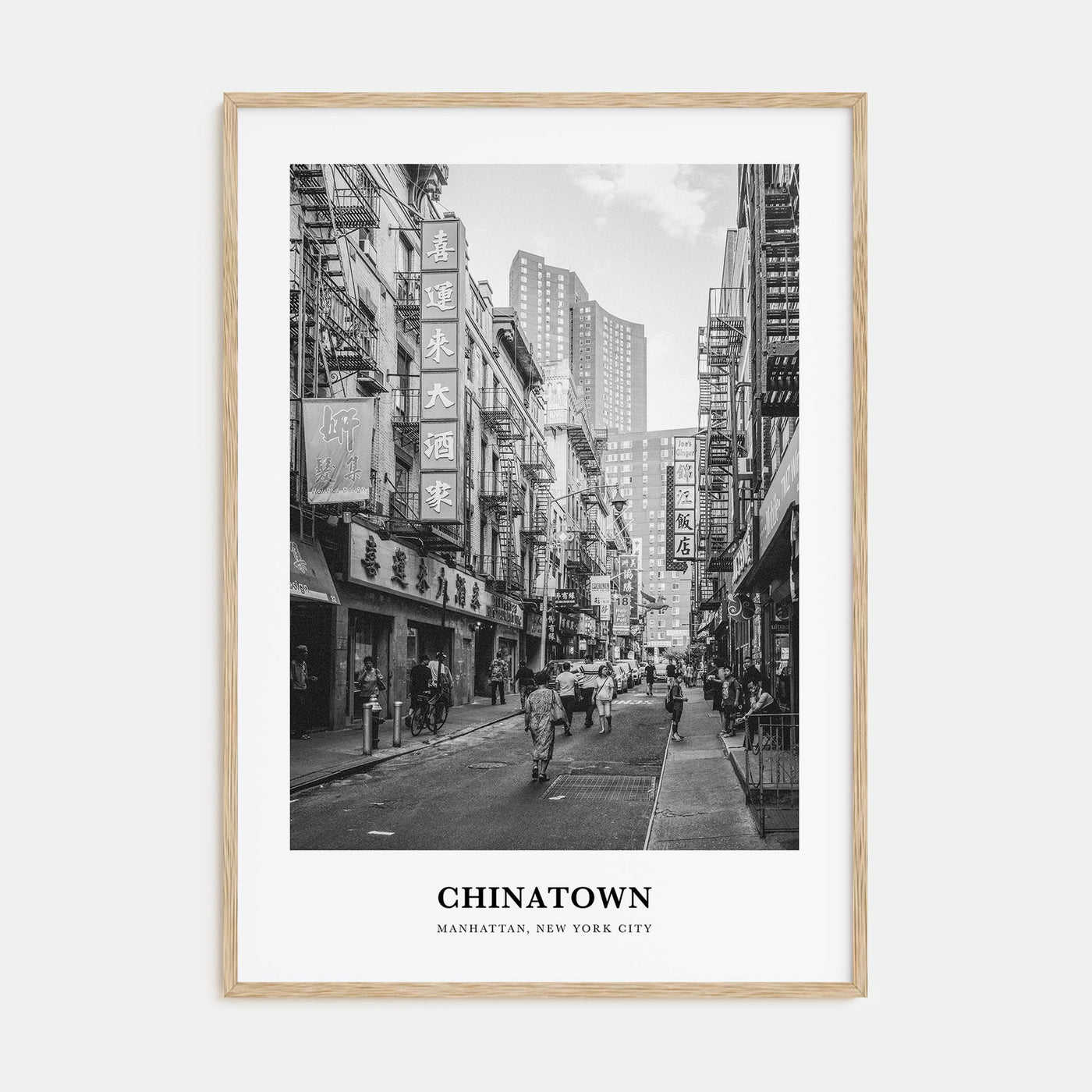 Chinatown, New York City Portrait B&W Poster