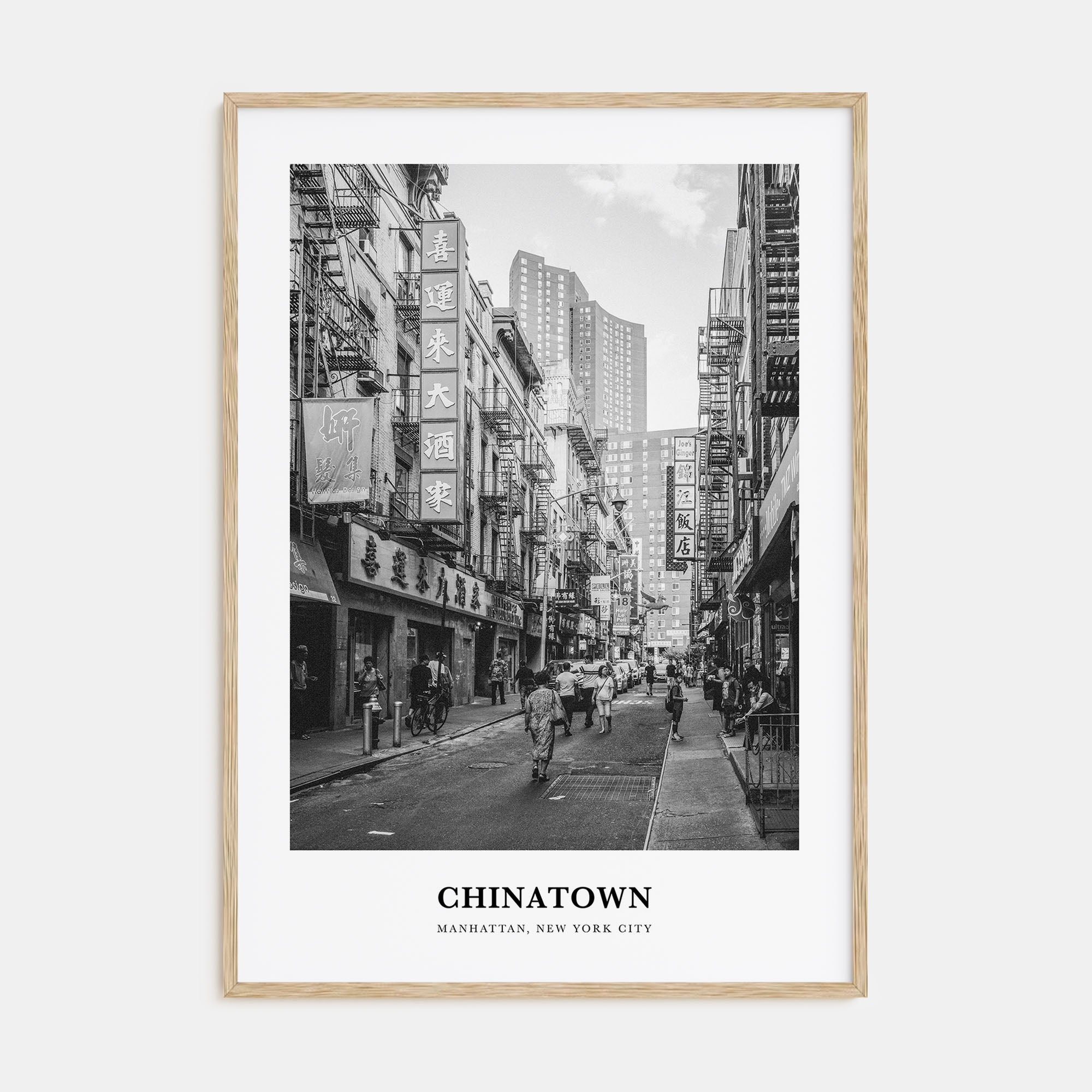 Chinatown, New York City Portrait B&W Poster