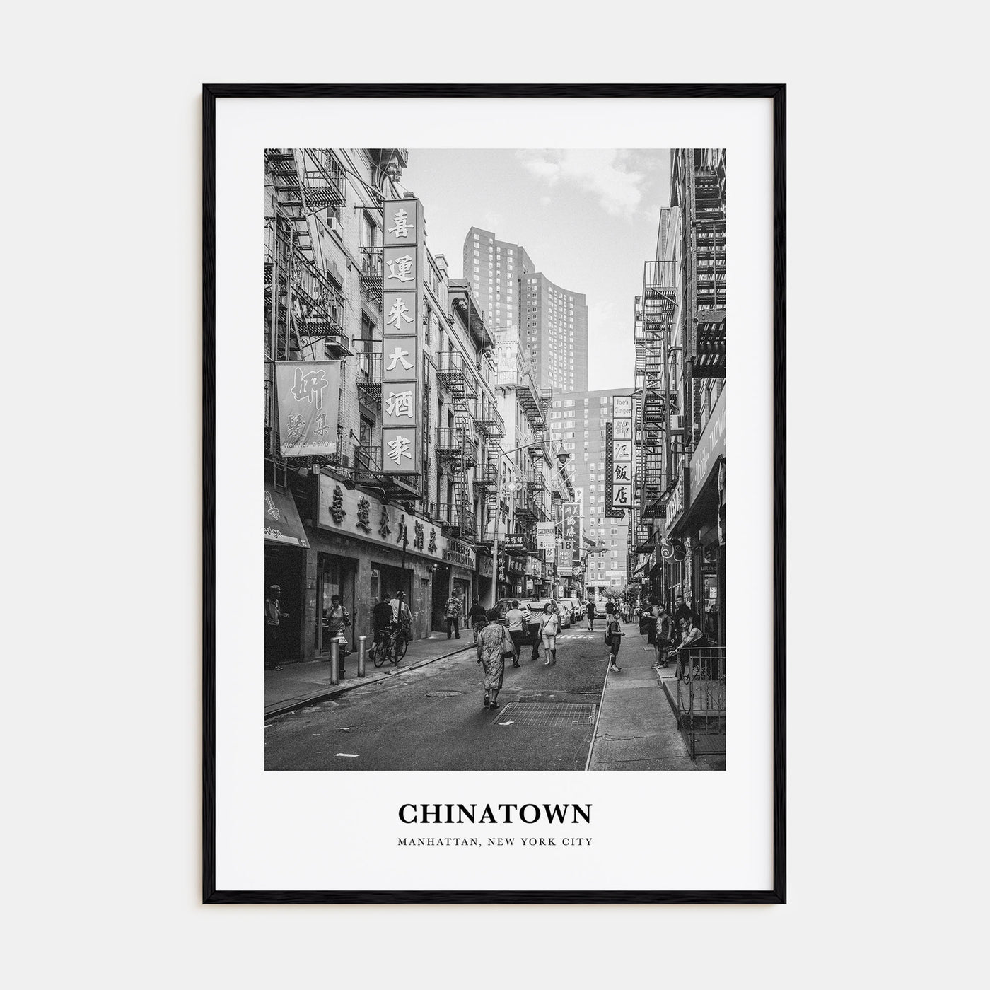 Chinatown, New York City Portrait B&W Poster