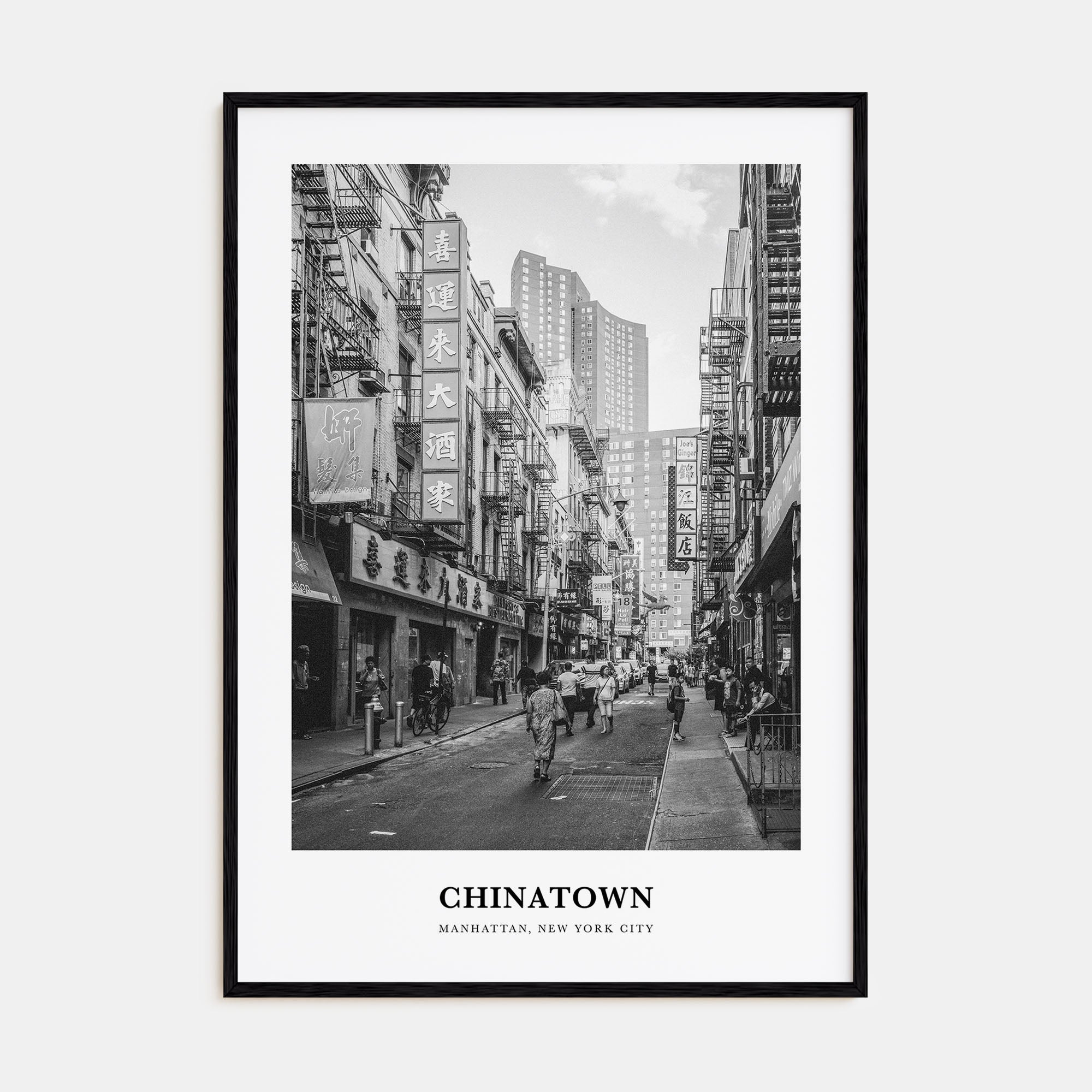 Chinatown, New York City Portrait B&W Poster