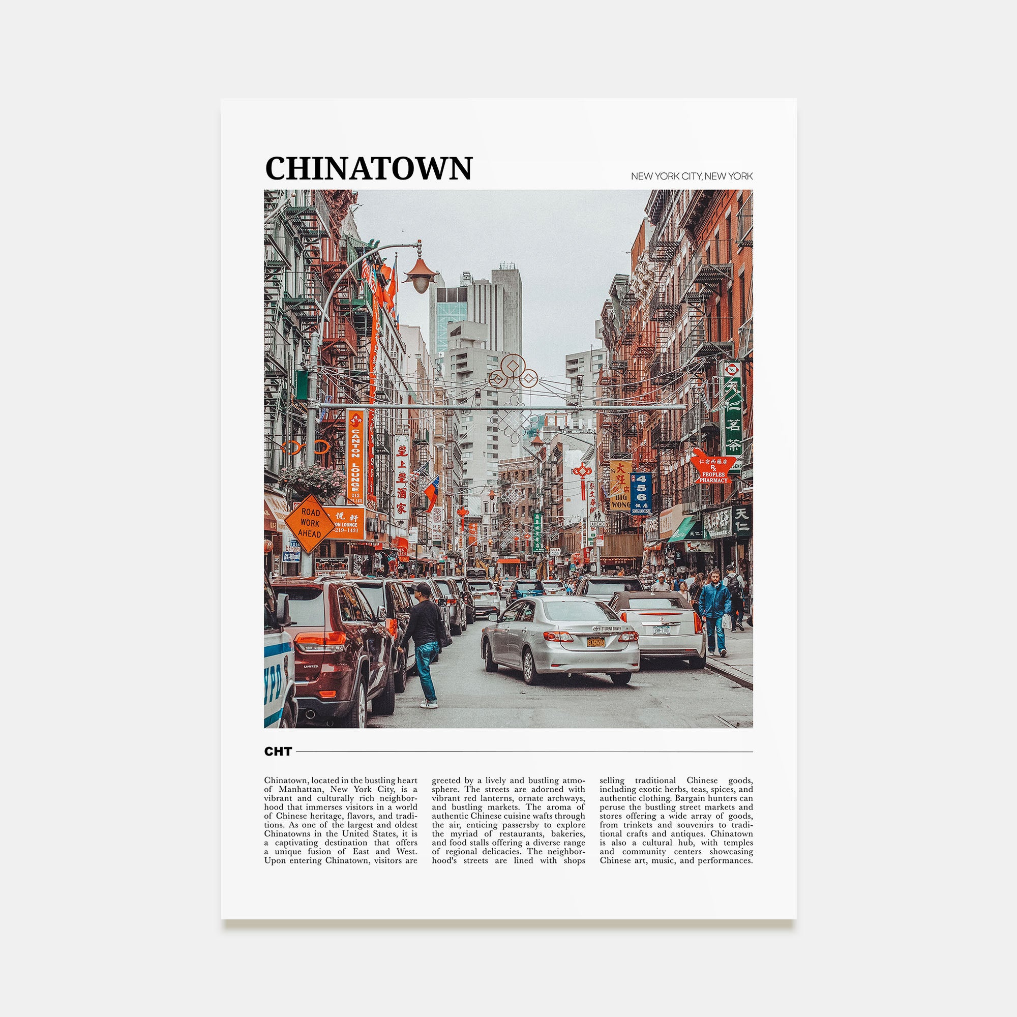 Chinatown, New York City Travel Color Poster