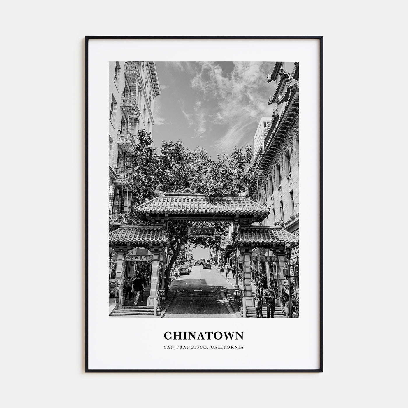 Chinatown, San Francisco Portrait B&W Poster