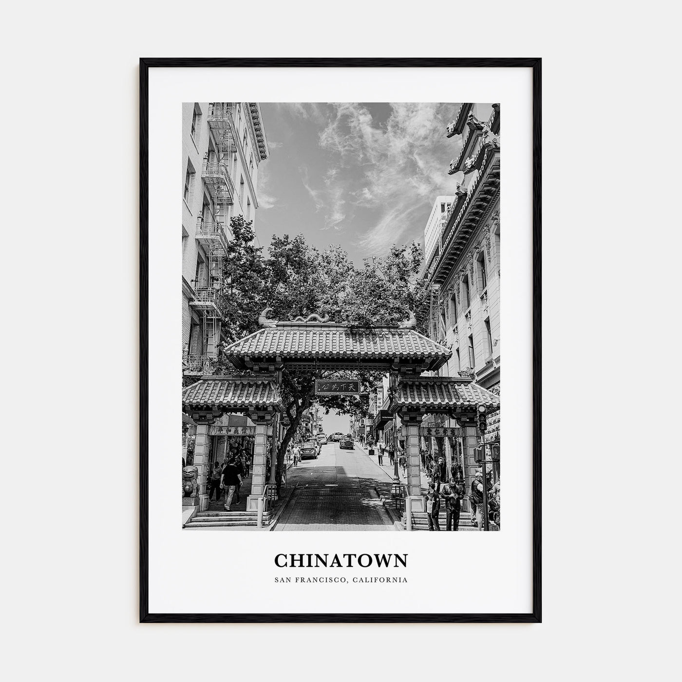 Chinatown, San Francisco Portrait B&W Poster
