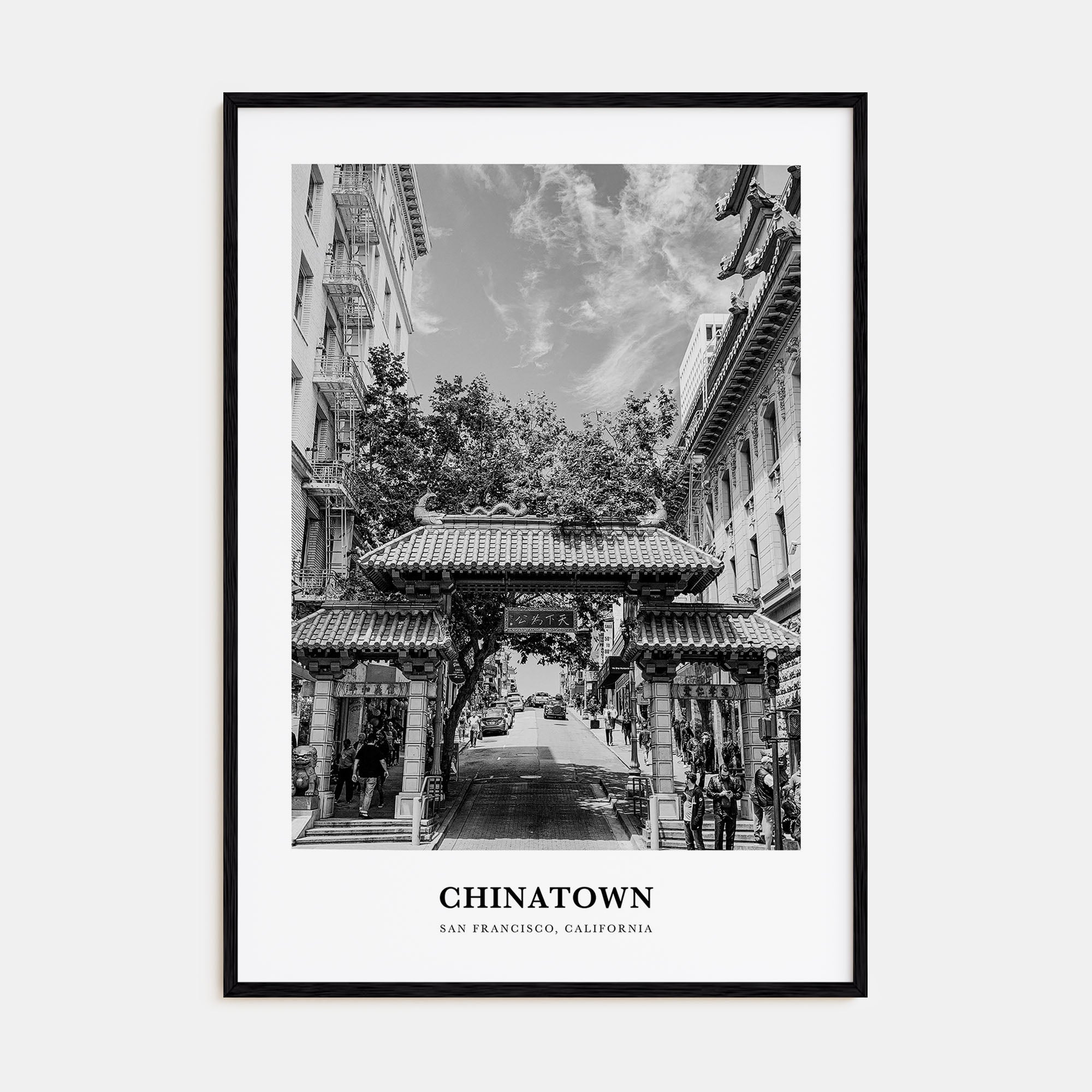 Chinatown, San Francisco Portrait B&W Poster