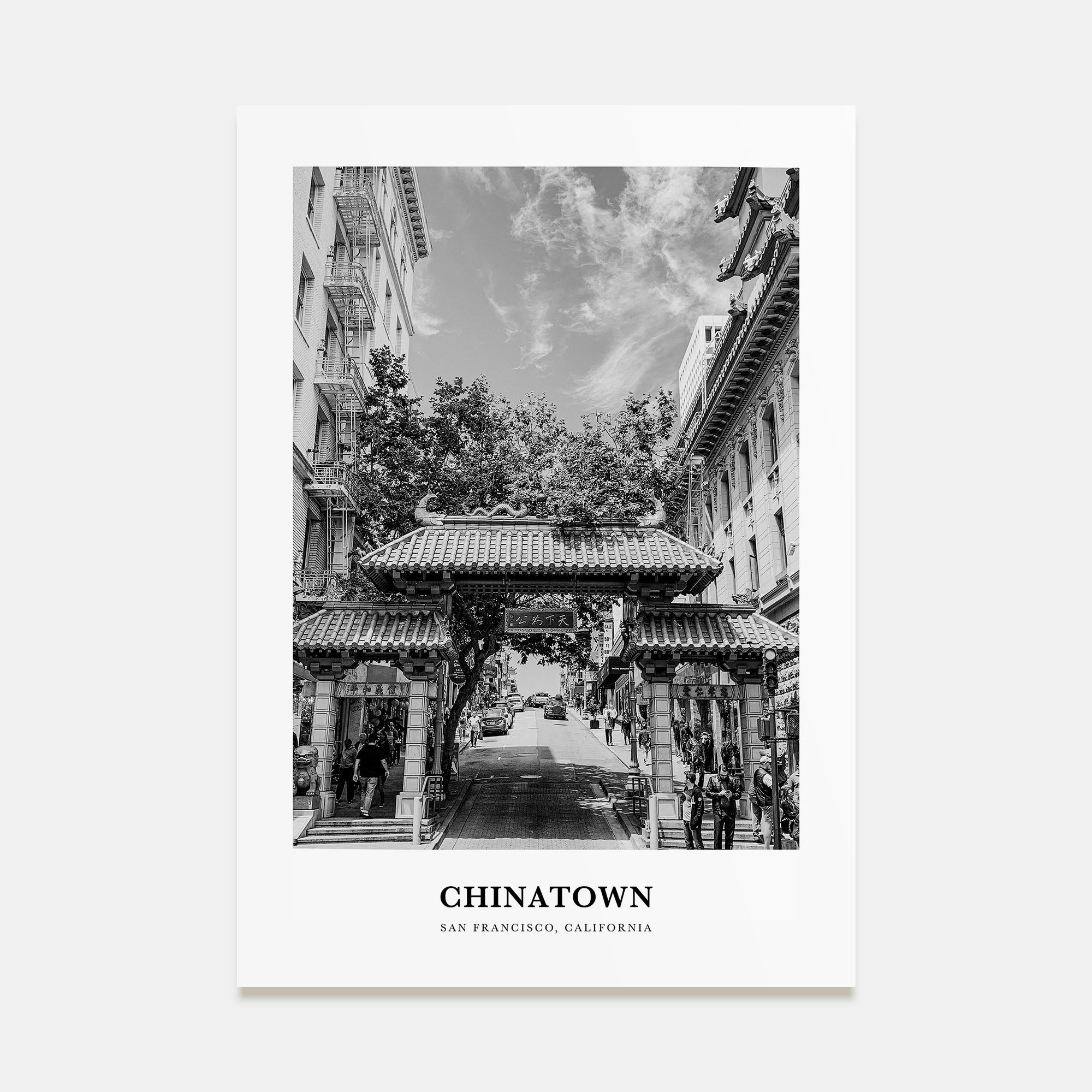 Chinatown, San Francisco Portrait B&W Poster
