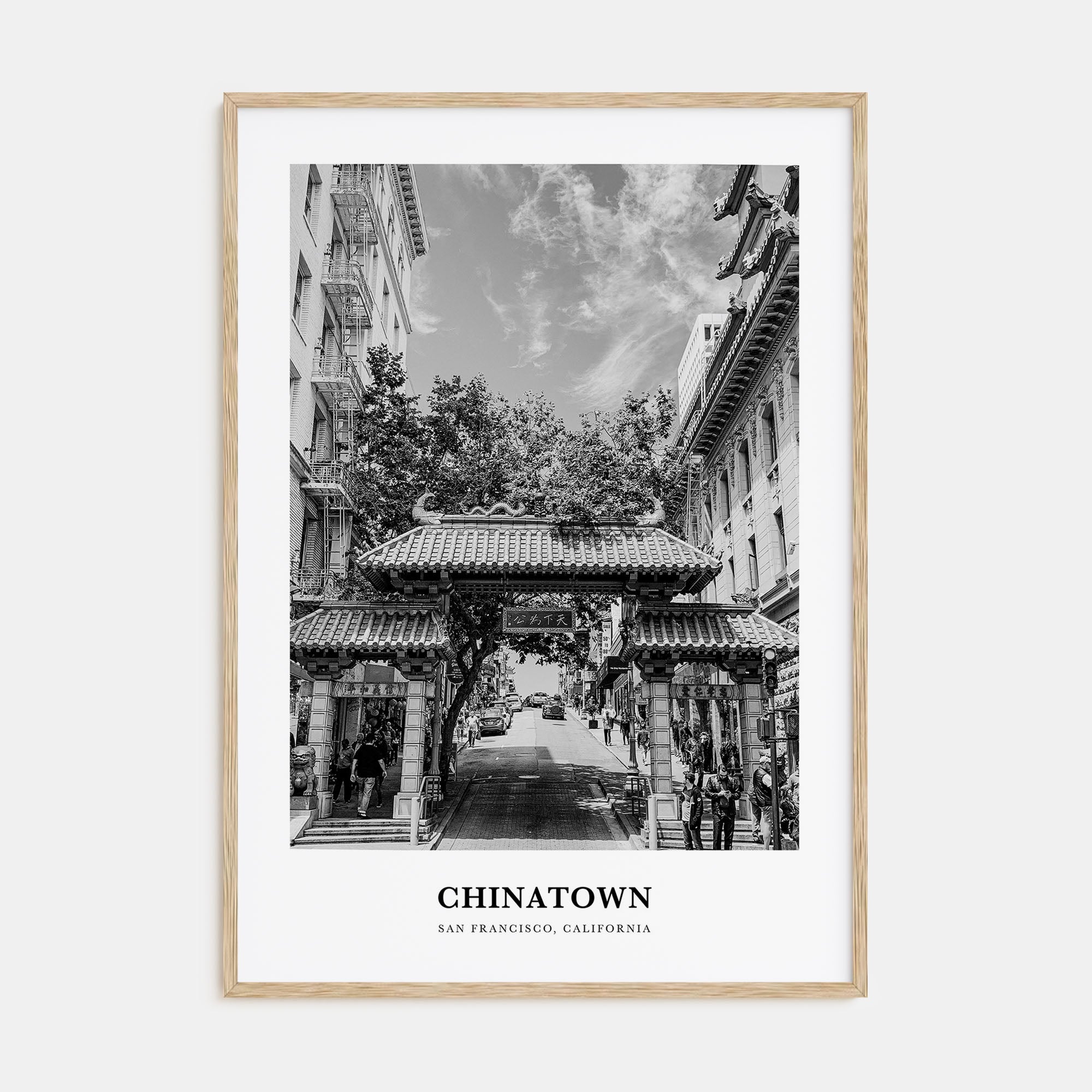 Chinatown, San Francisco Portrait B&W Poster