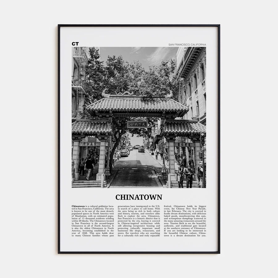 Chinatown, San Francisco Travel B&W Poster