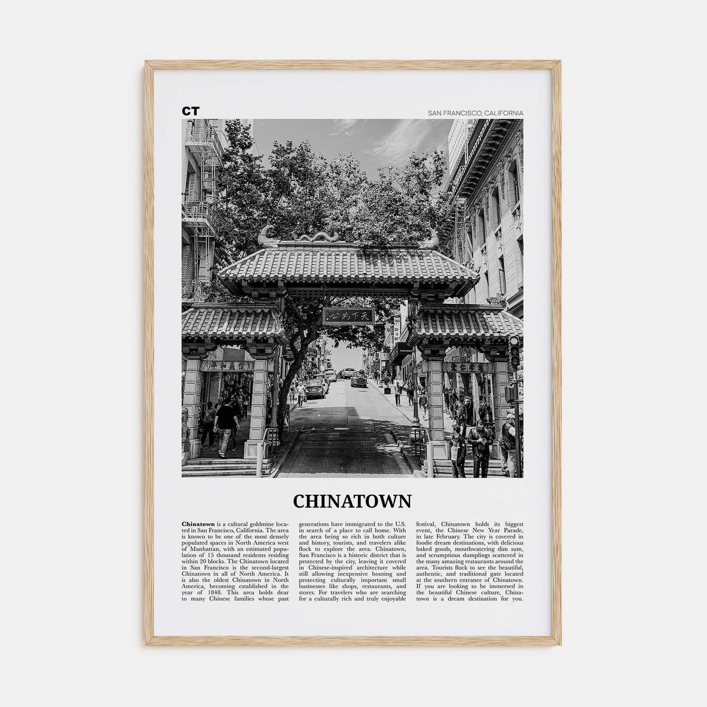 Chinatown, San Francisco Travel B&W Poster