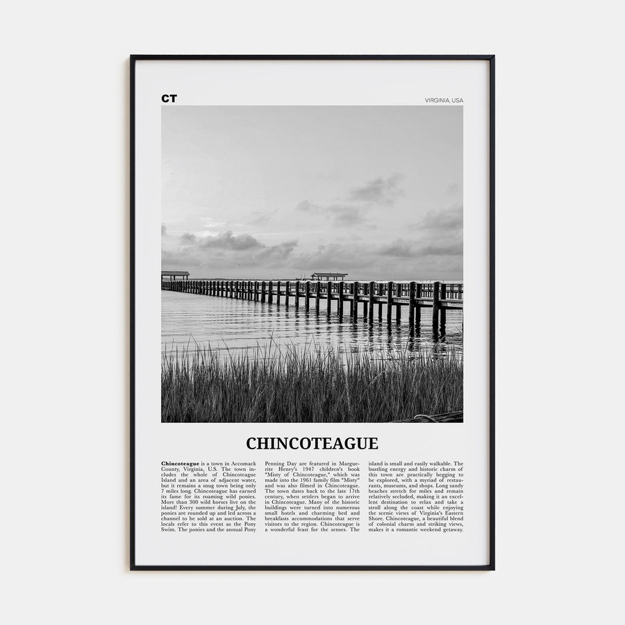 Chincoteague Travel B&W Poster