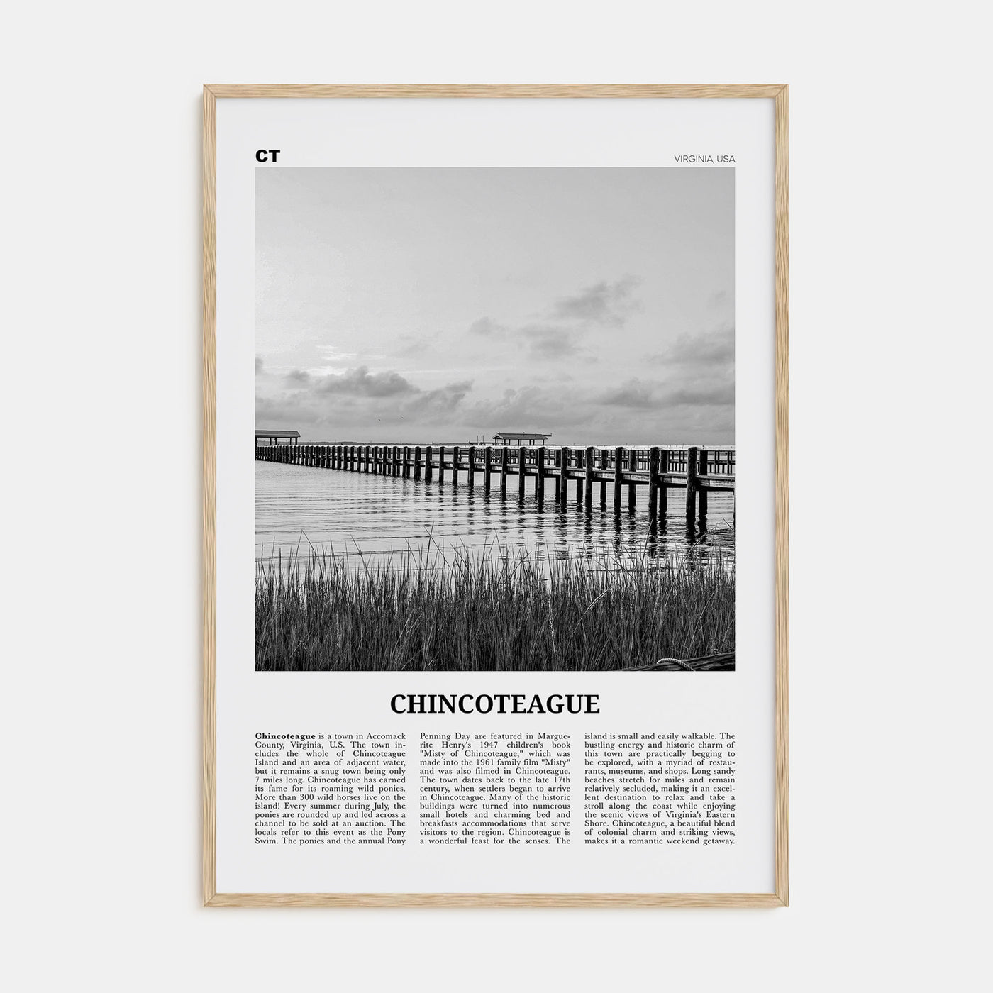 Chincoteague Travel B&W Poster