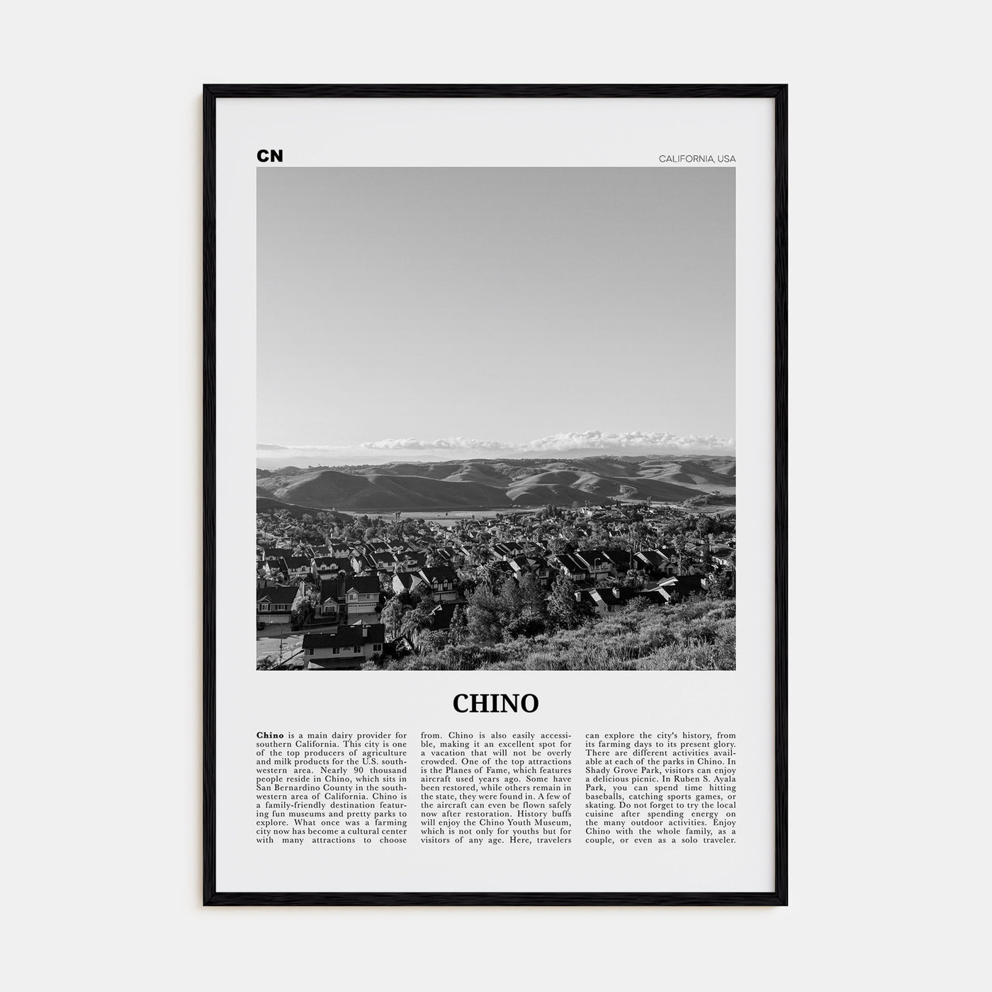 Chino Travel B&W Poster