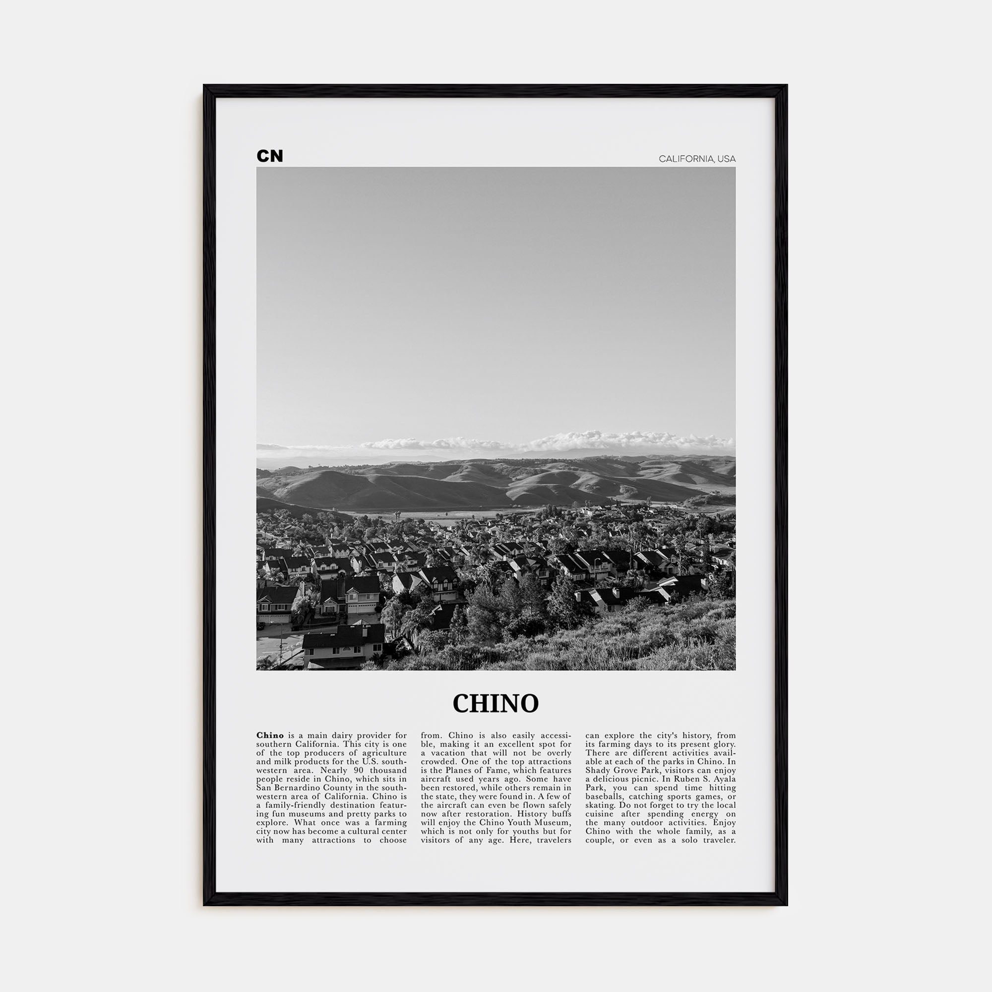 Chino Travel B&W Poster