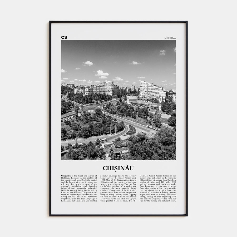 Chișinău Travel B&W Poster
