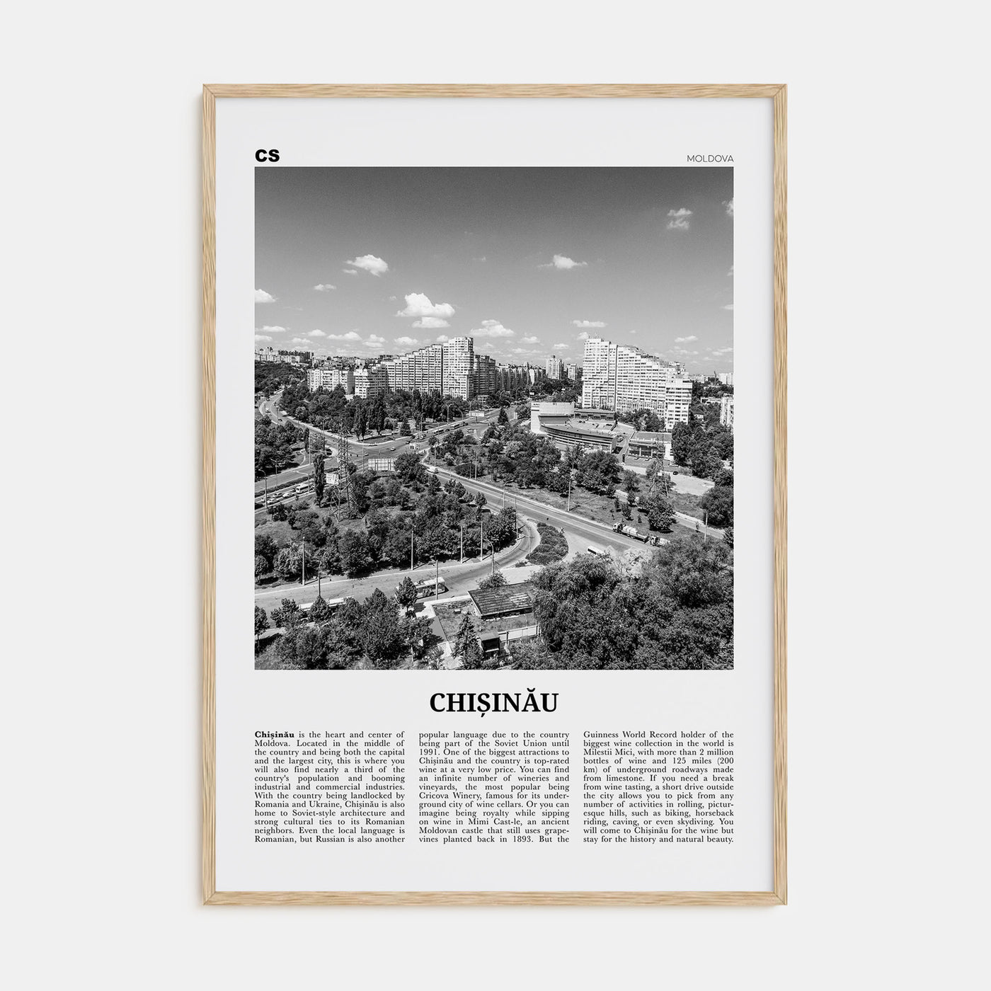 Chișinău Travel B&W Poster
