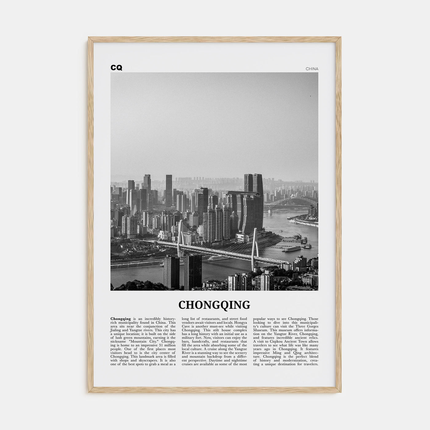 Chongqing Travel B&W Poster