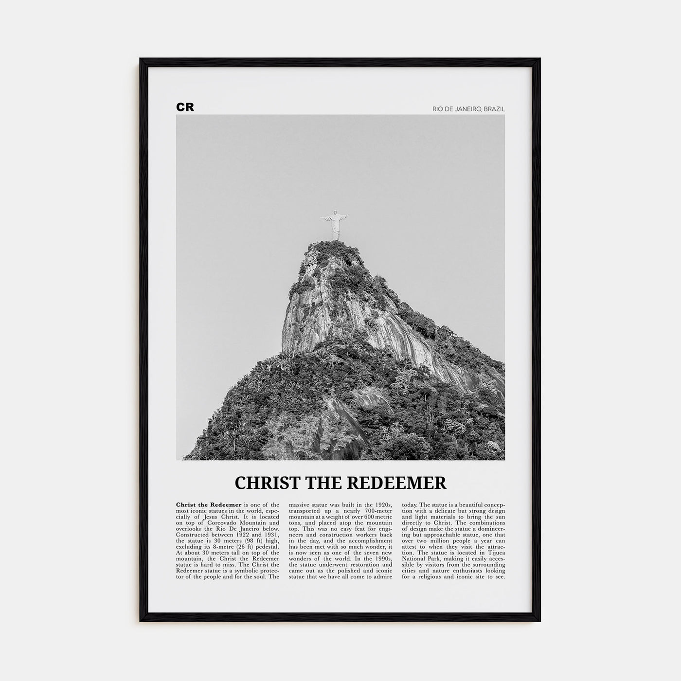 Christ the Redeemer Travel B&W Poster