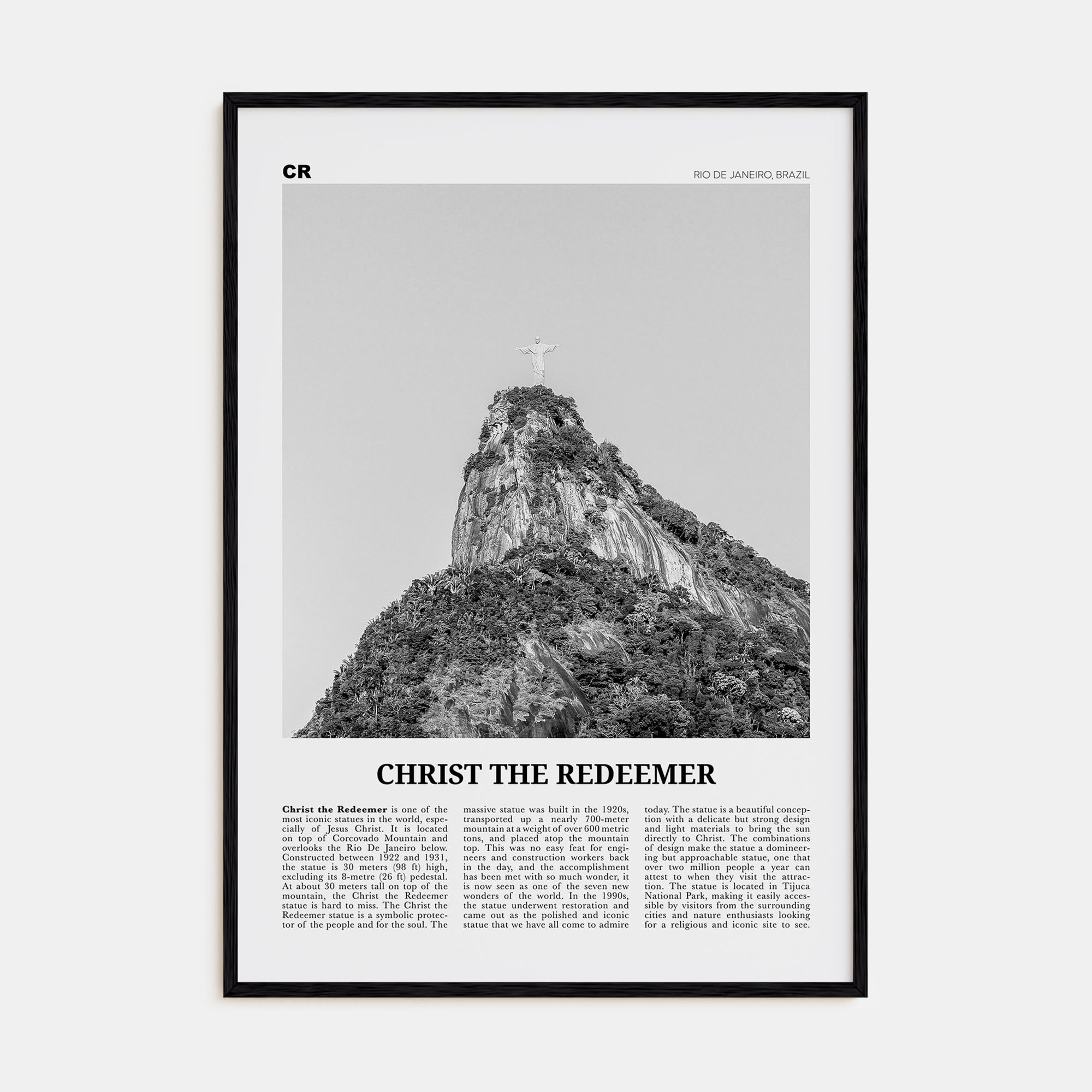 Christ the Redeemer Travel B&W Poster