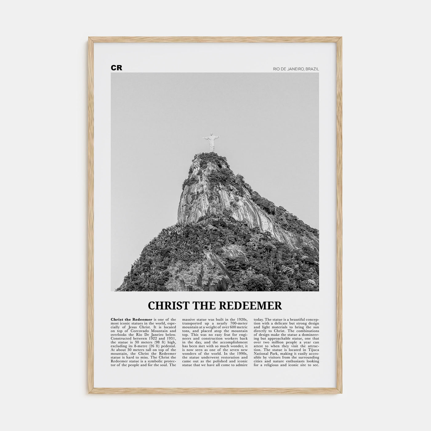 Christ the Redeemer Travel B&W Poster