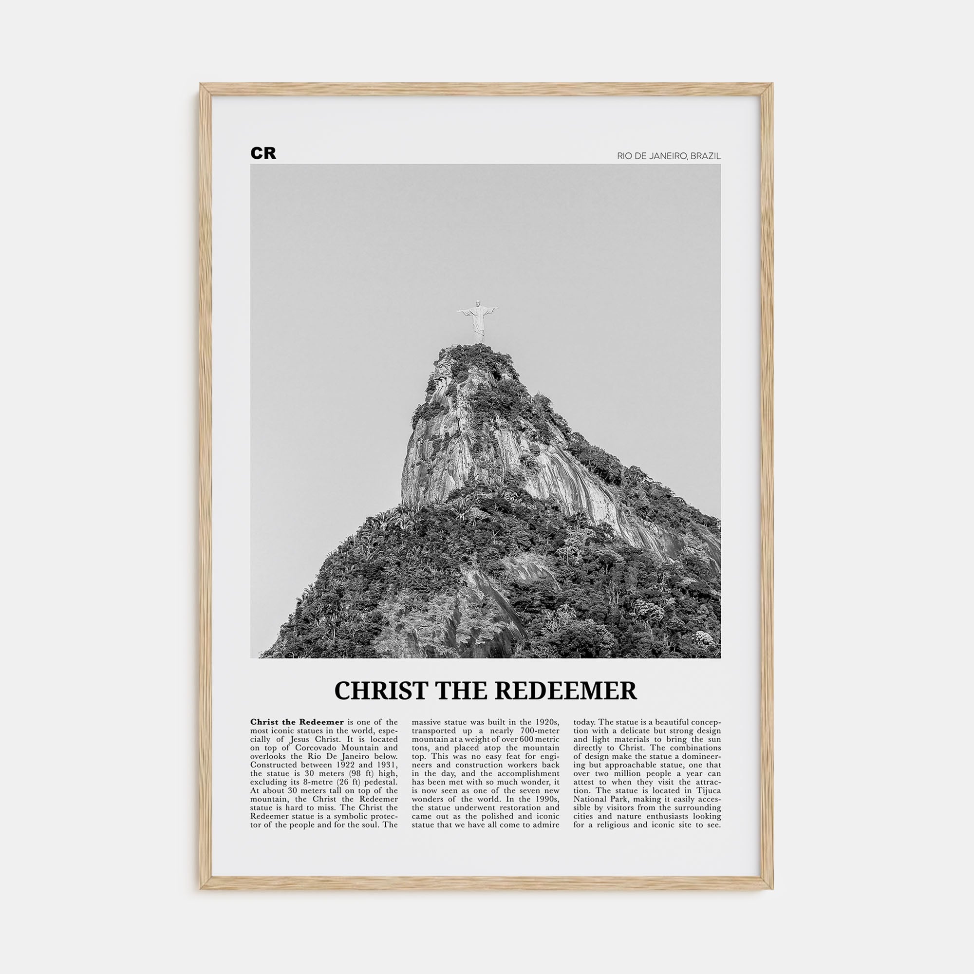 Christ the Redeemer Travel B&W Poster