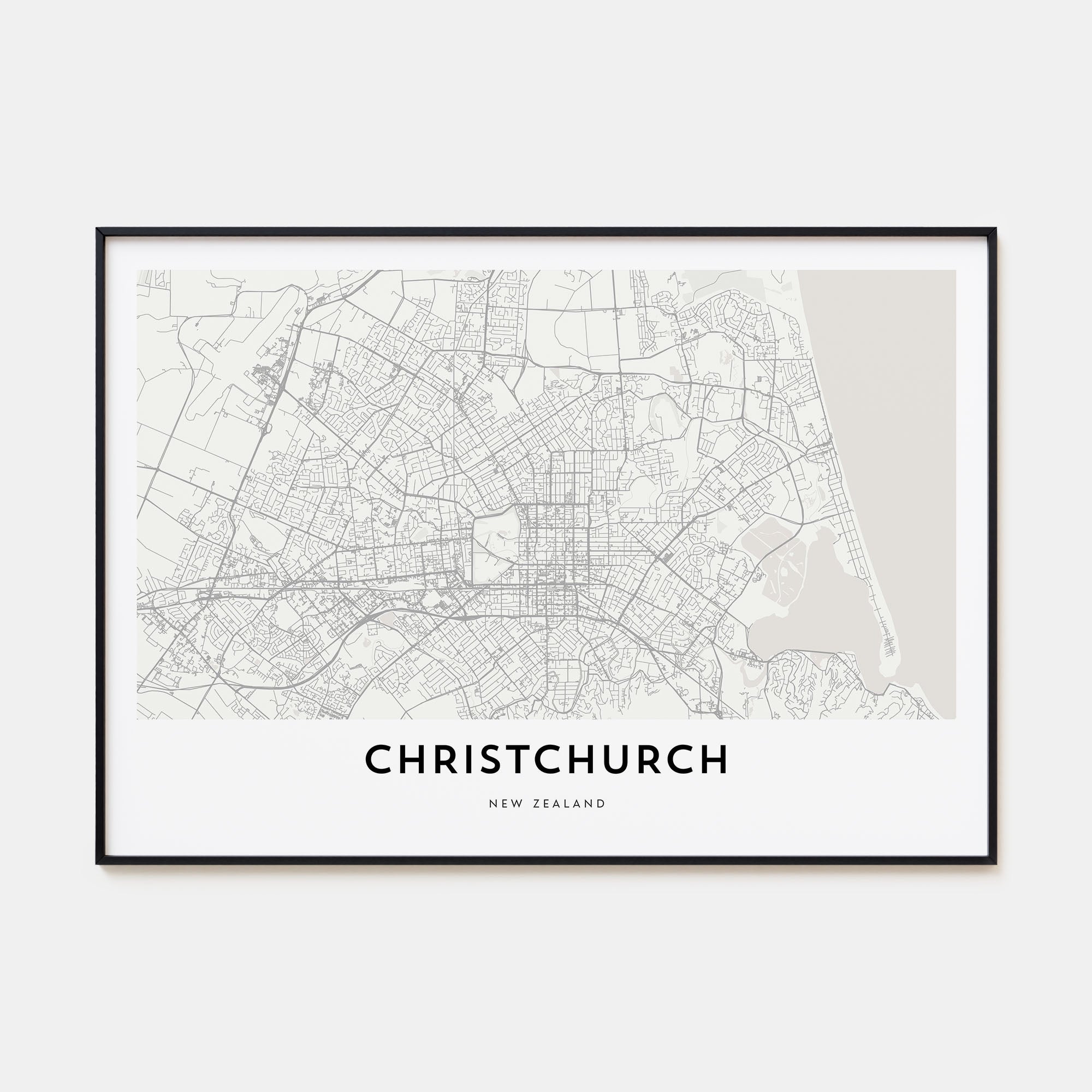 Christchurch Map Landscape Poster