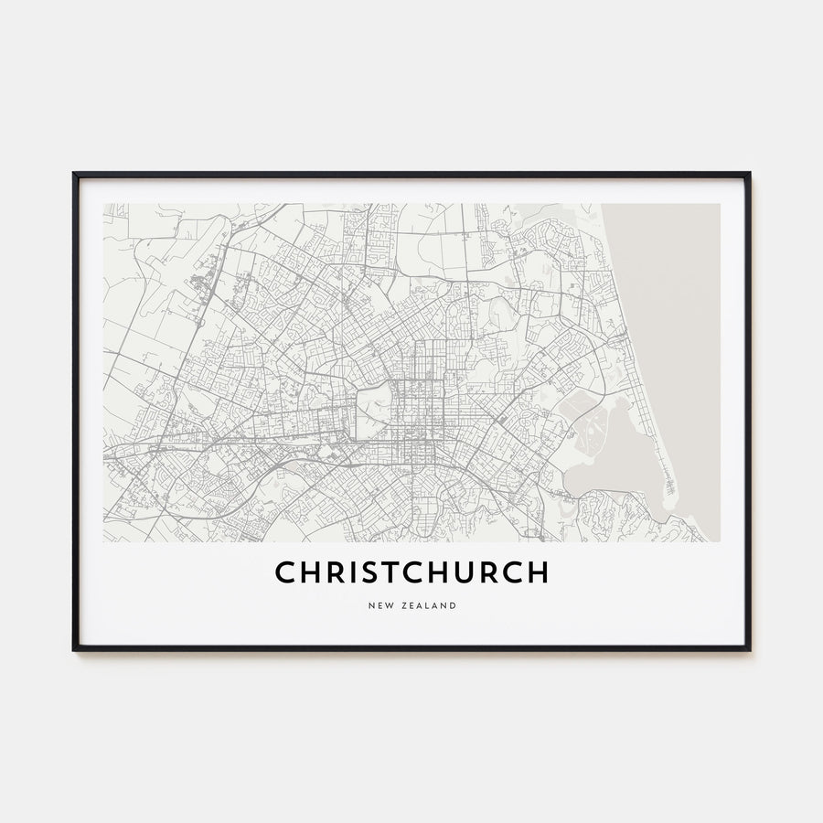 Christchurch Map Landscape Poster