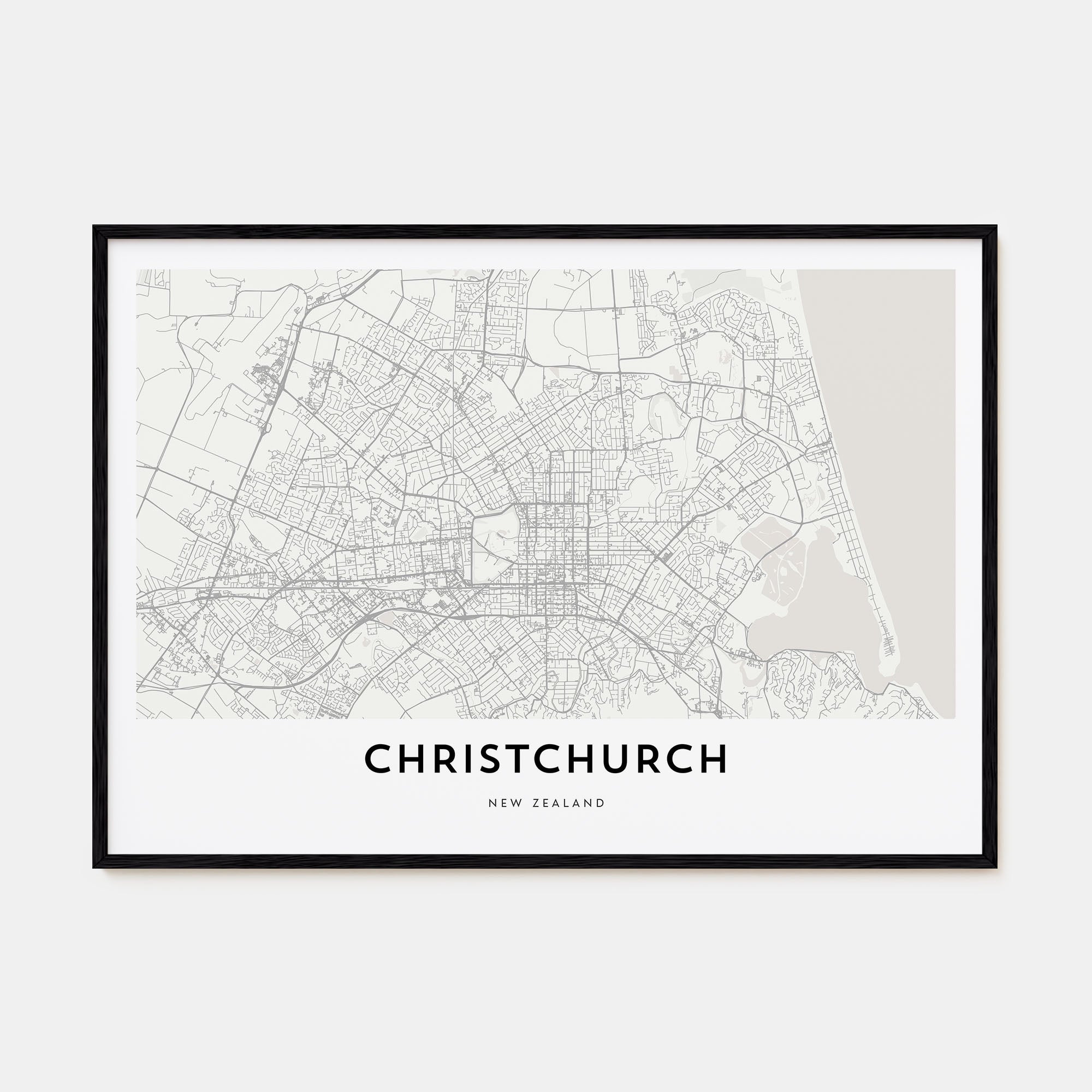 Christchurch Map Landscape Poster