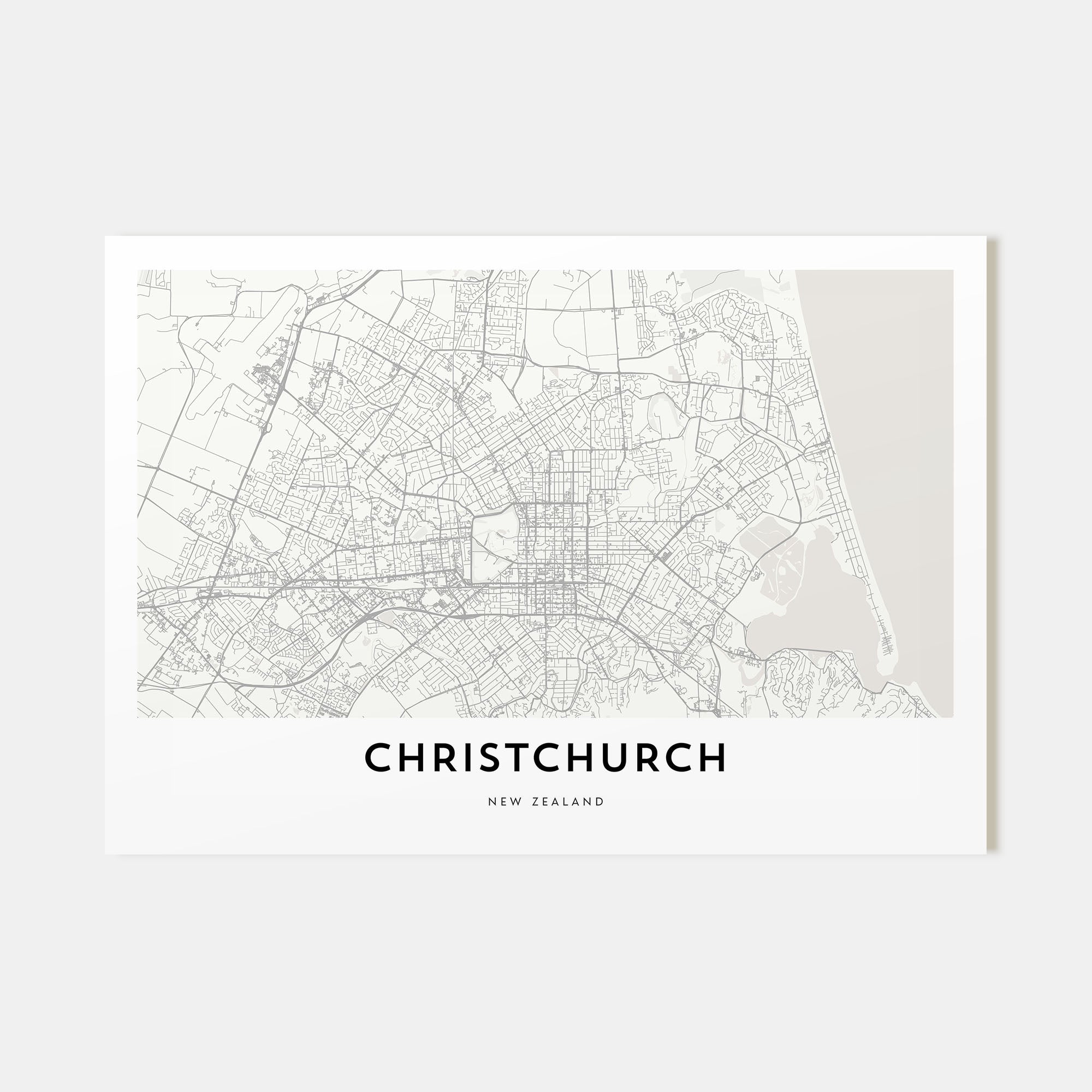 Christchurch Map Landscape Poster