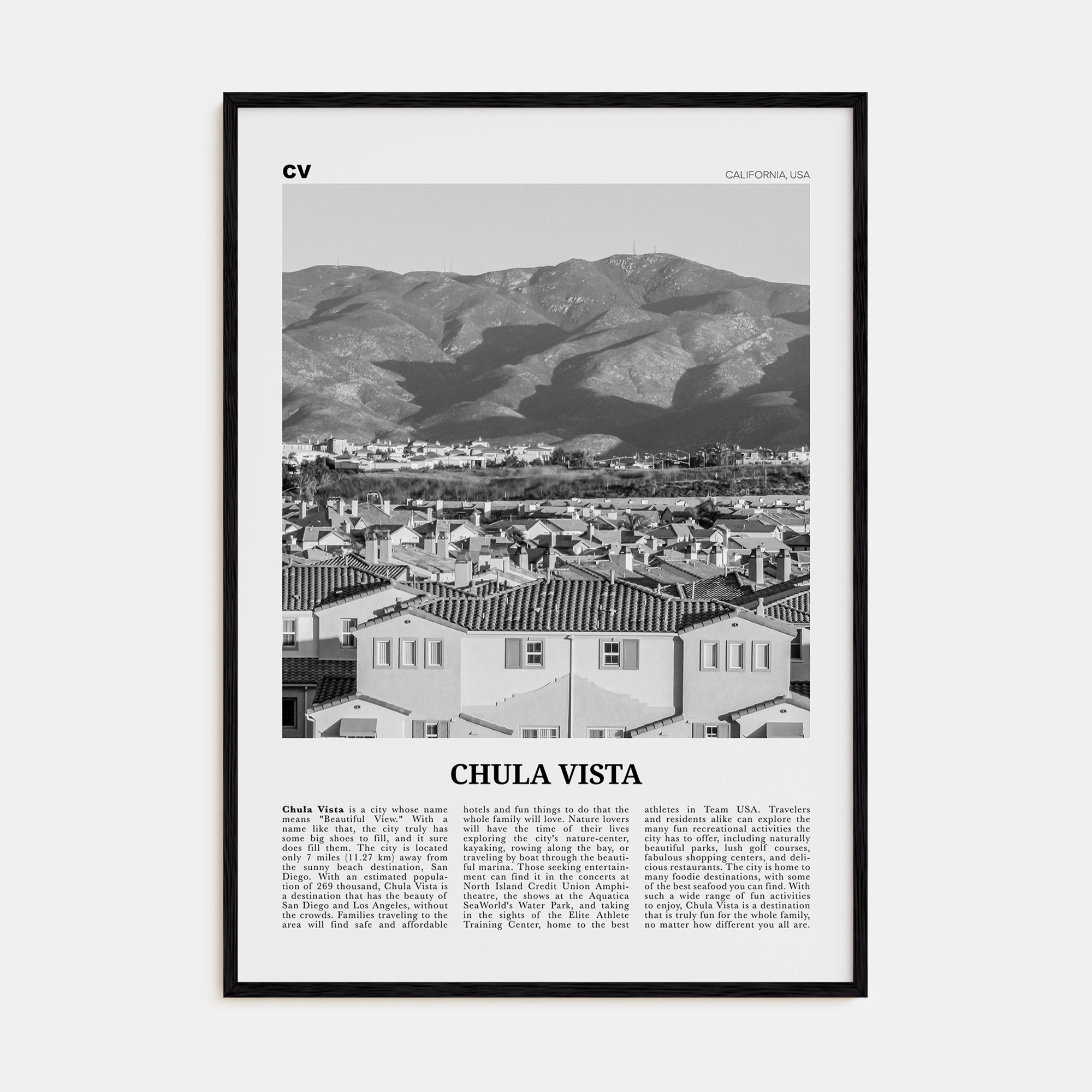 Chula Vista Travel B&W Poster