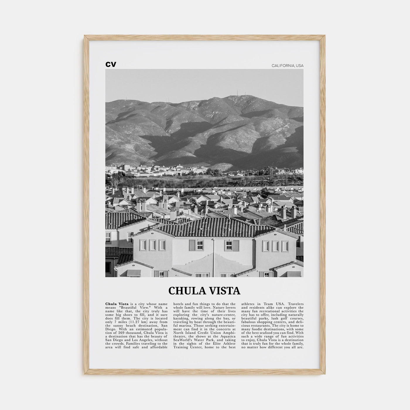 Chula Vista Travel B&W Poster