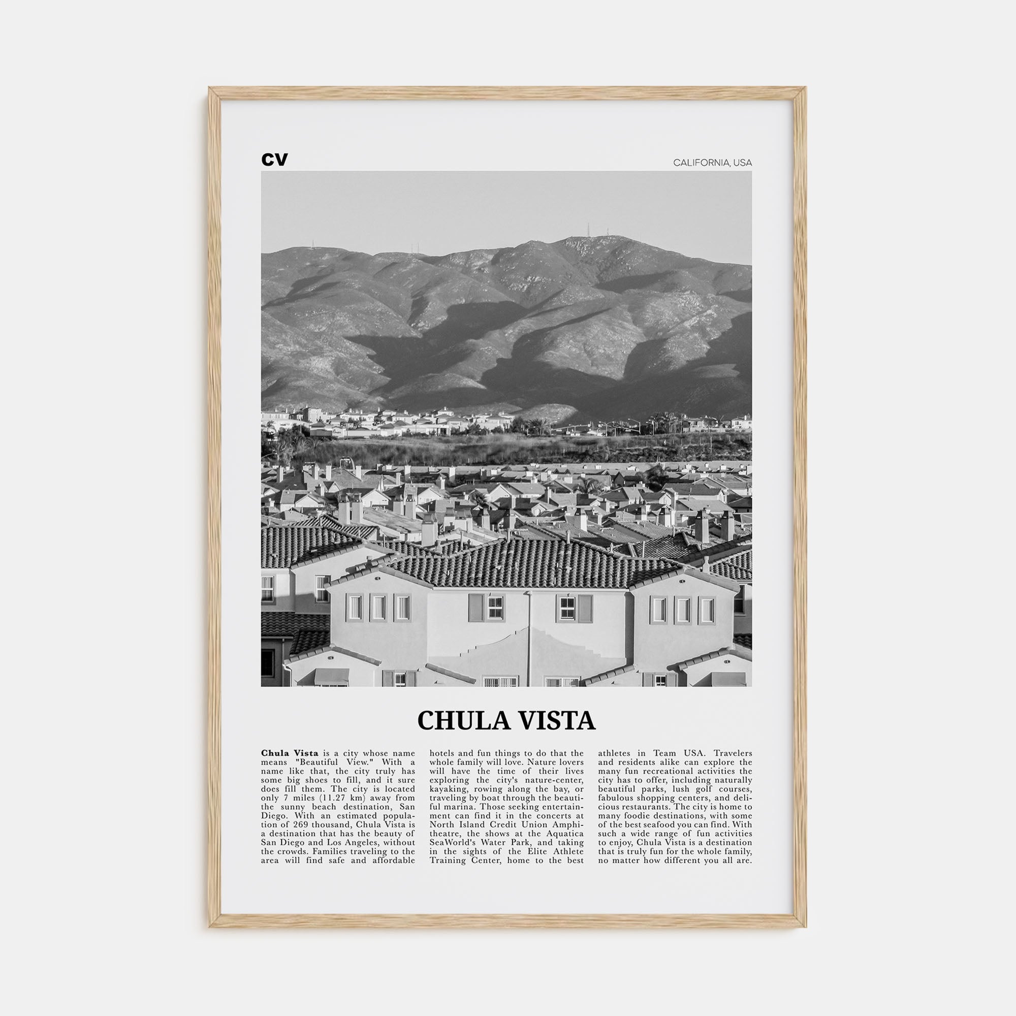Chula Vista Travel B&W Poster