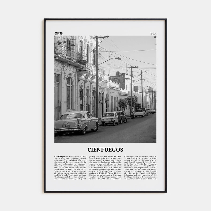 Cienfuegos Travel B&W Poster