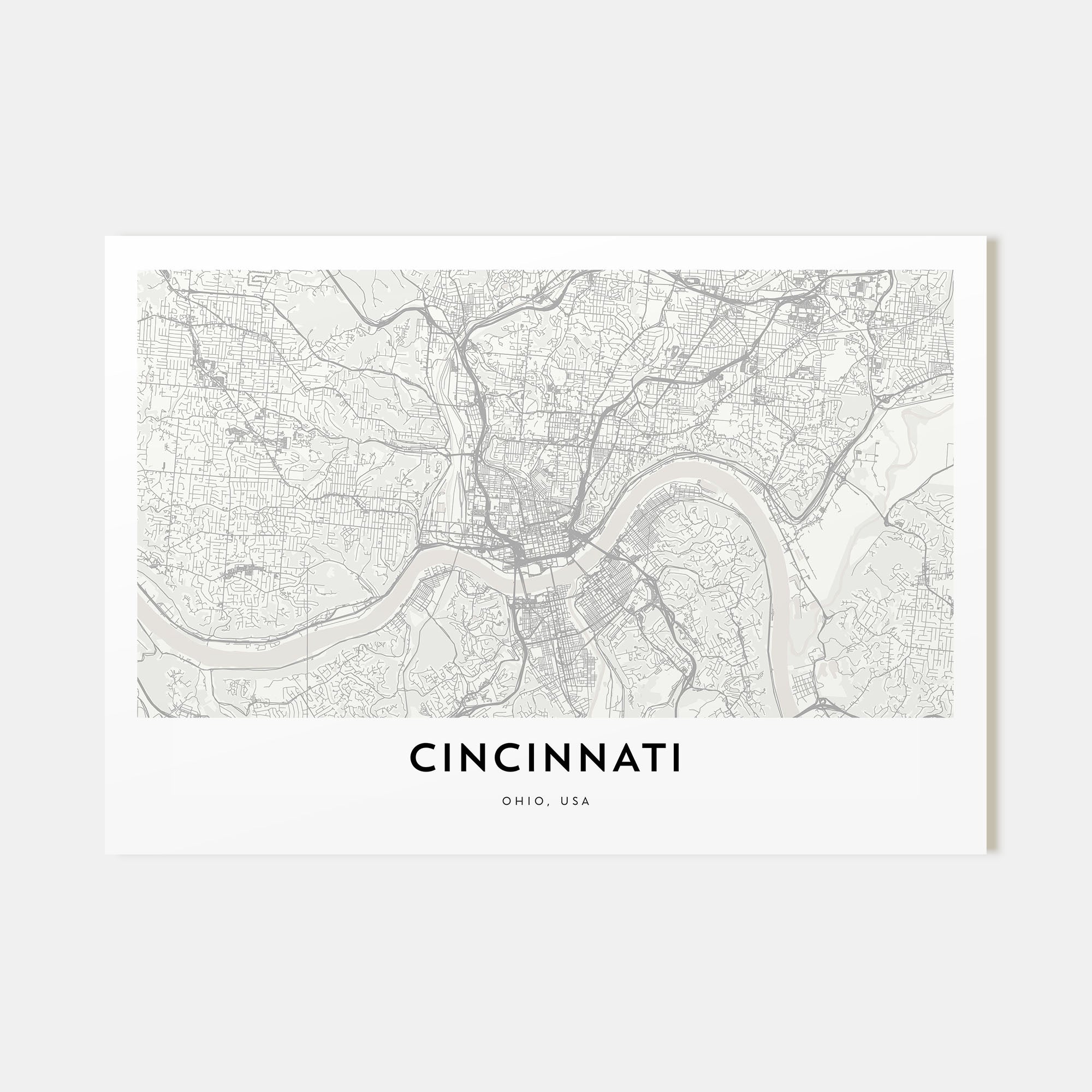 Cincinnati Map Landscape Poster