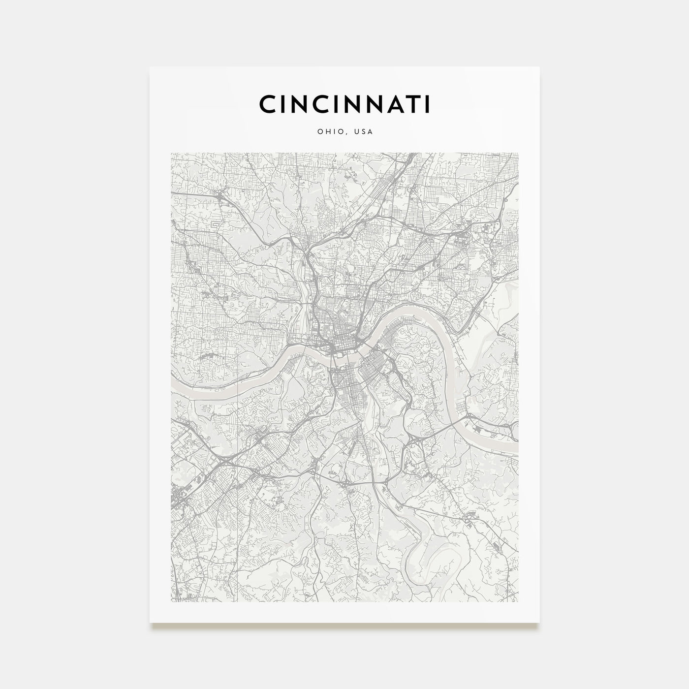 Cincinnati Map Portrait Poster