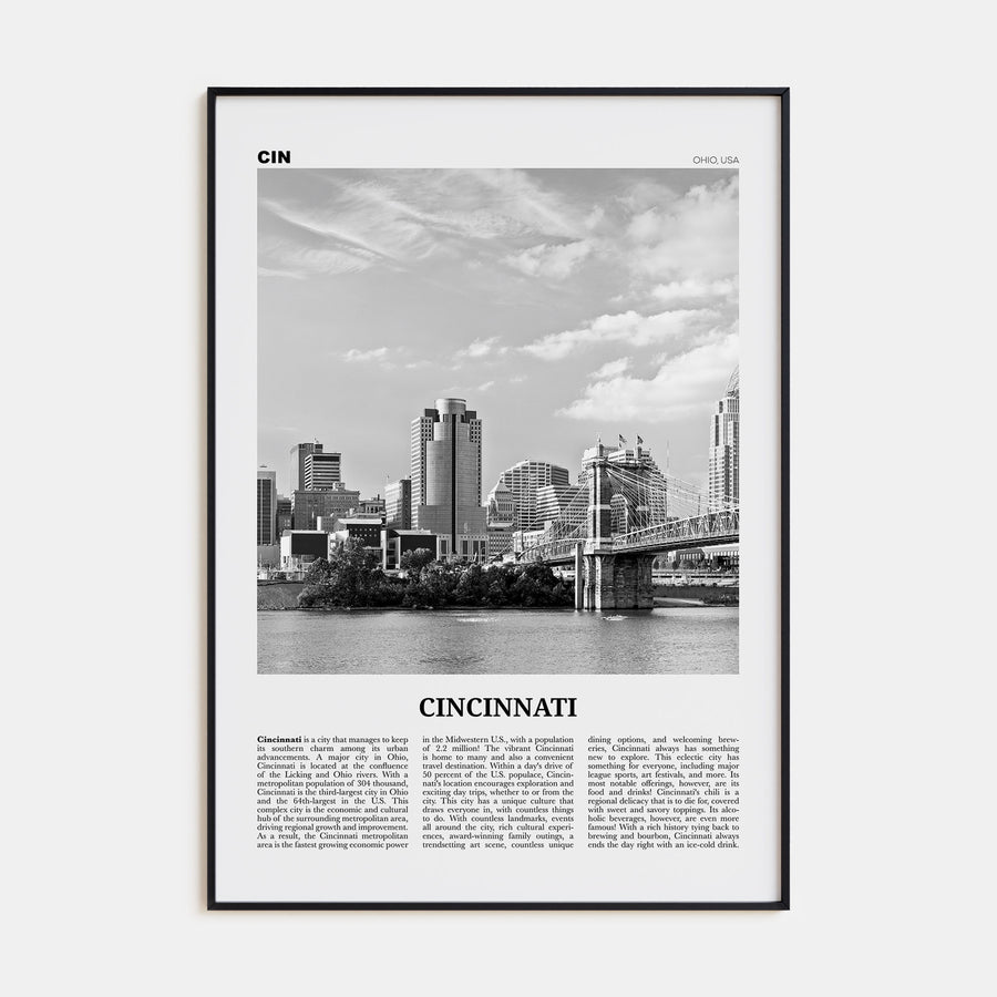 Cincinnati Travel B&W No 1 Poster
