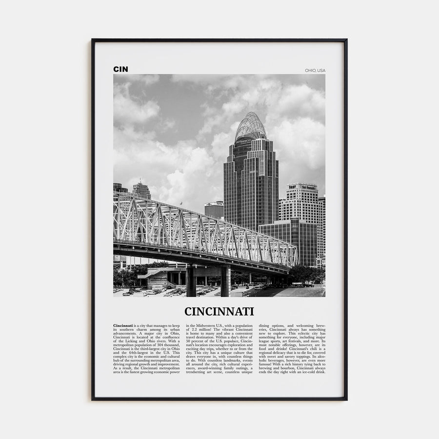 Cincinnati Travel B&W No 2 Poster